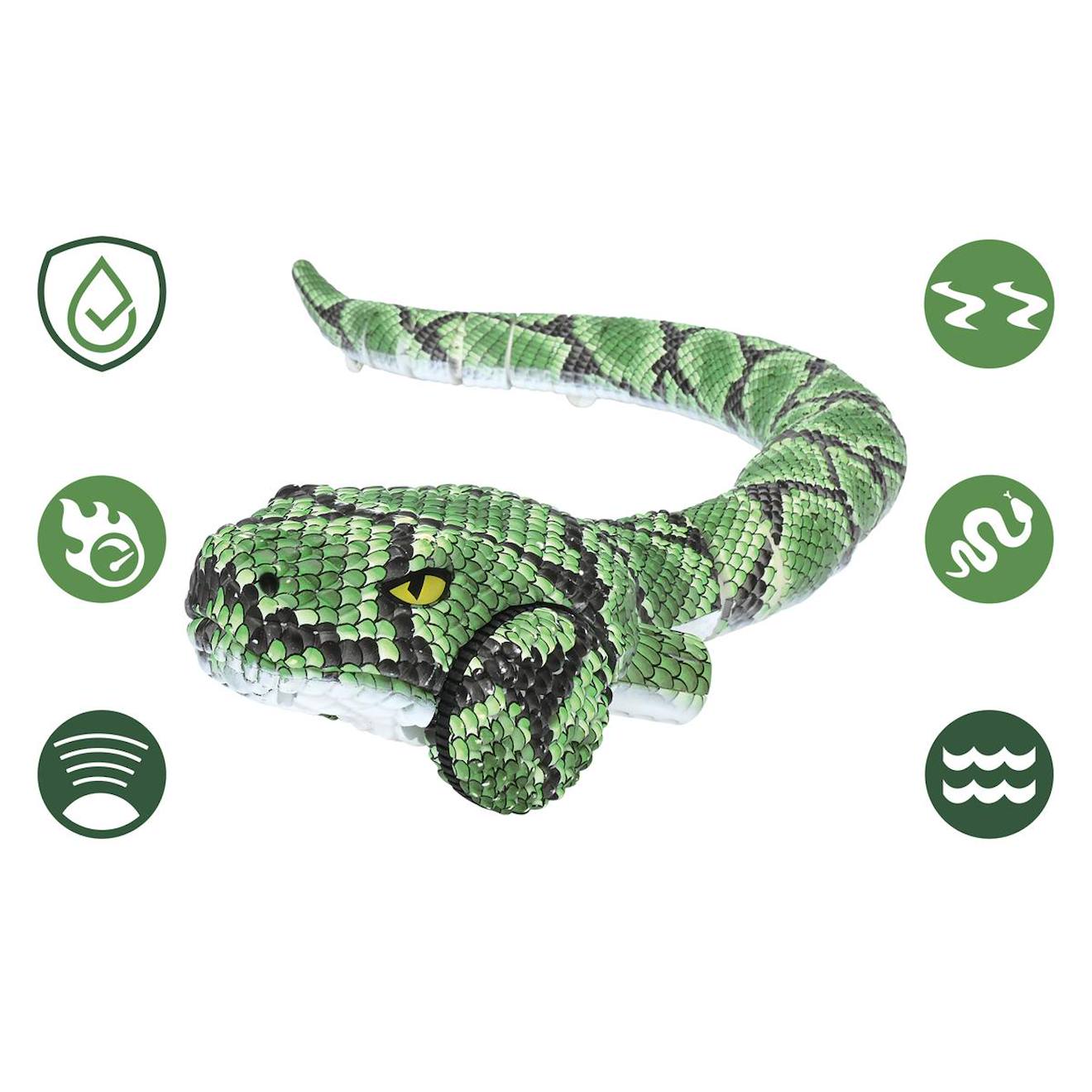 Jouet serpent amphibie télécommandé sans fil, modes terrestre et aquatique et étanche vert