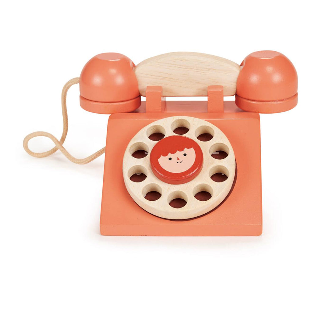 Jouet téléphone en bois rétro avec combiné et cadran rotatif multicolore