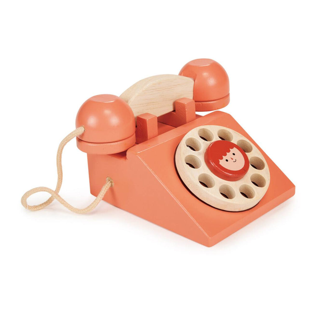 Jouet téléphone en bois rétro avec combiné et cadran rotatif multicolore