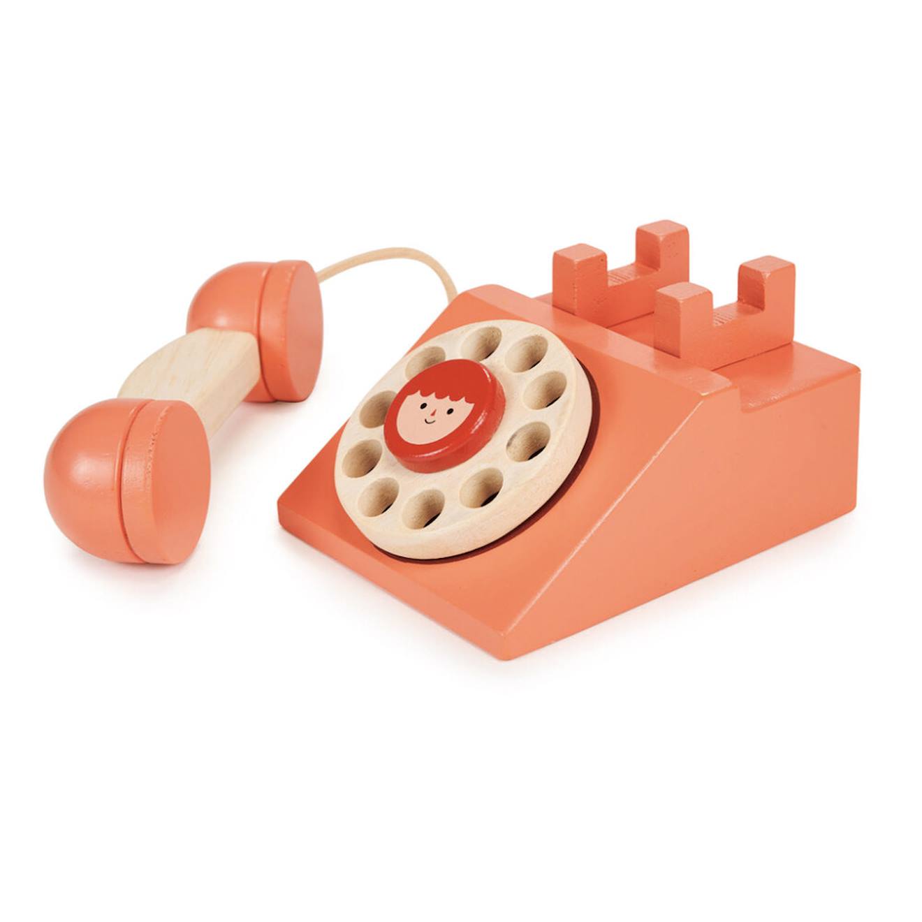 Jouet téléphone en bois rétro avec combiné et cadran rotatif multicolore