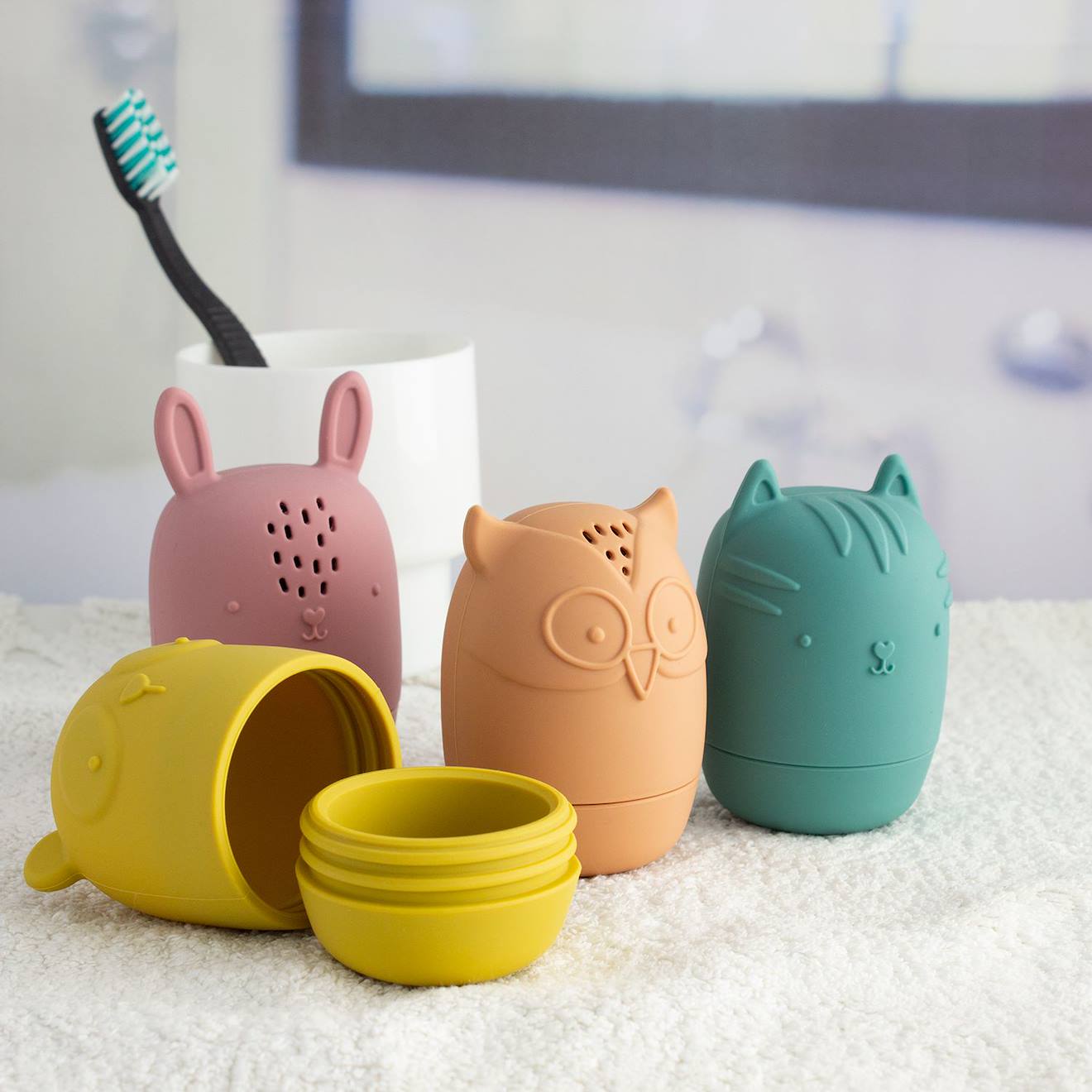 Jouets bain silicone animaux aspergeurs rouge