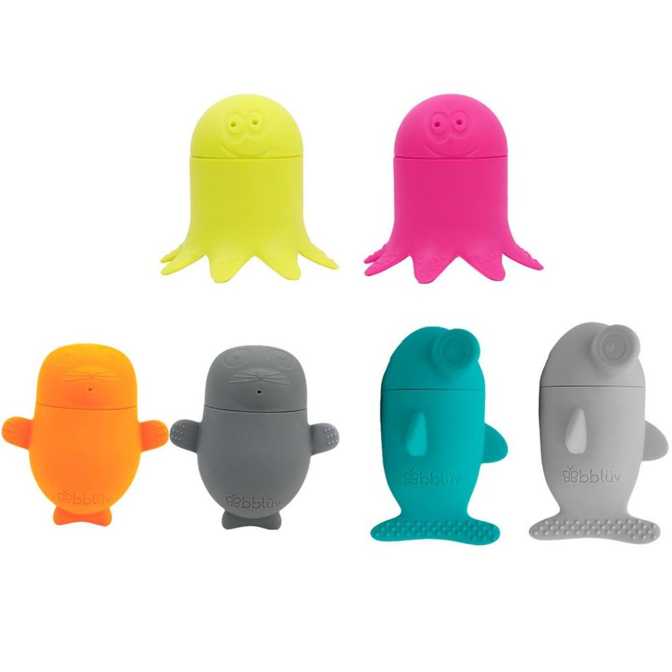 Jouets de bain en silicone büddies (6 pièces) multicolore