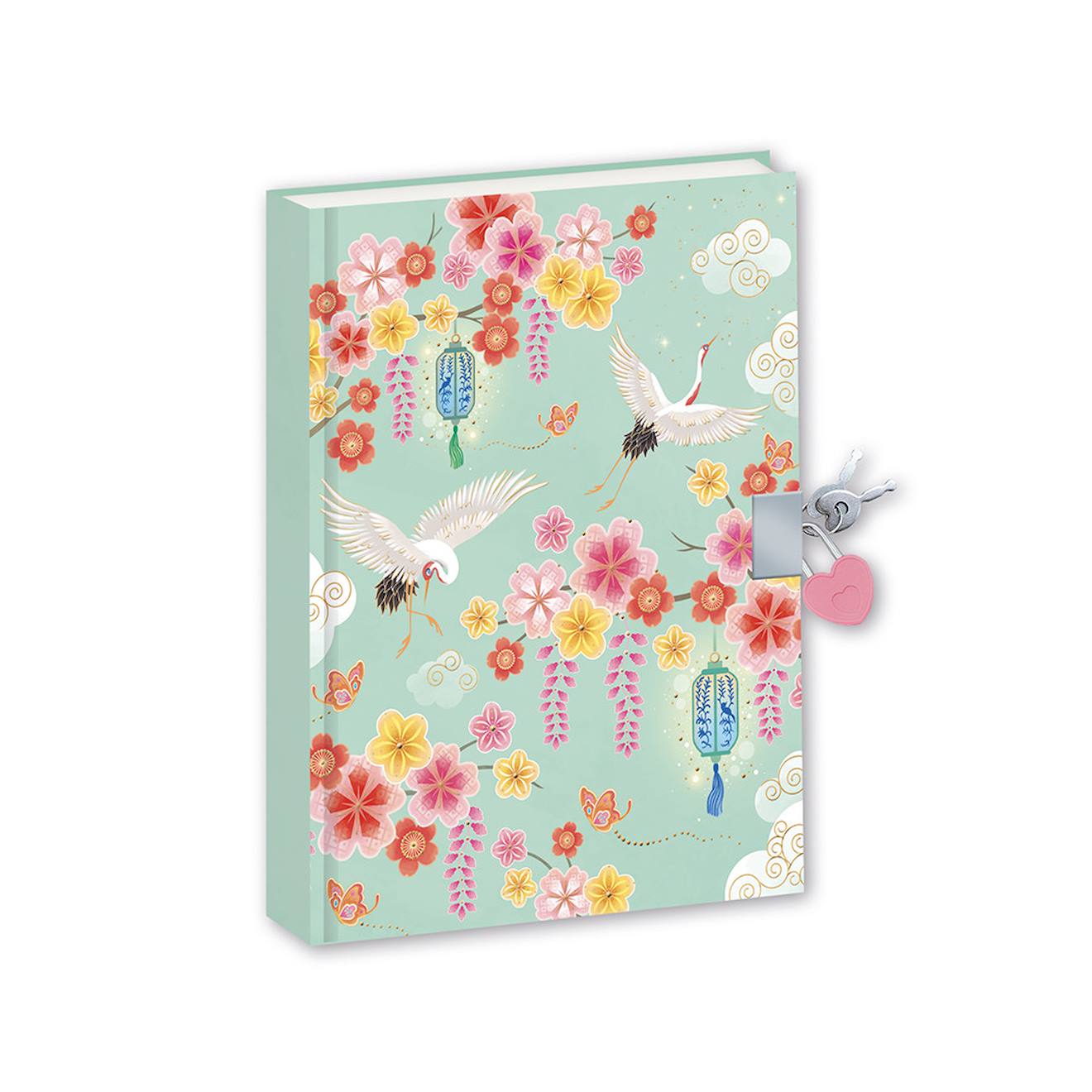 Journal intime avec cadenas cœur et 2 clés vert