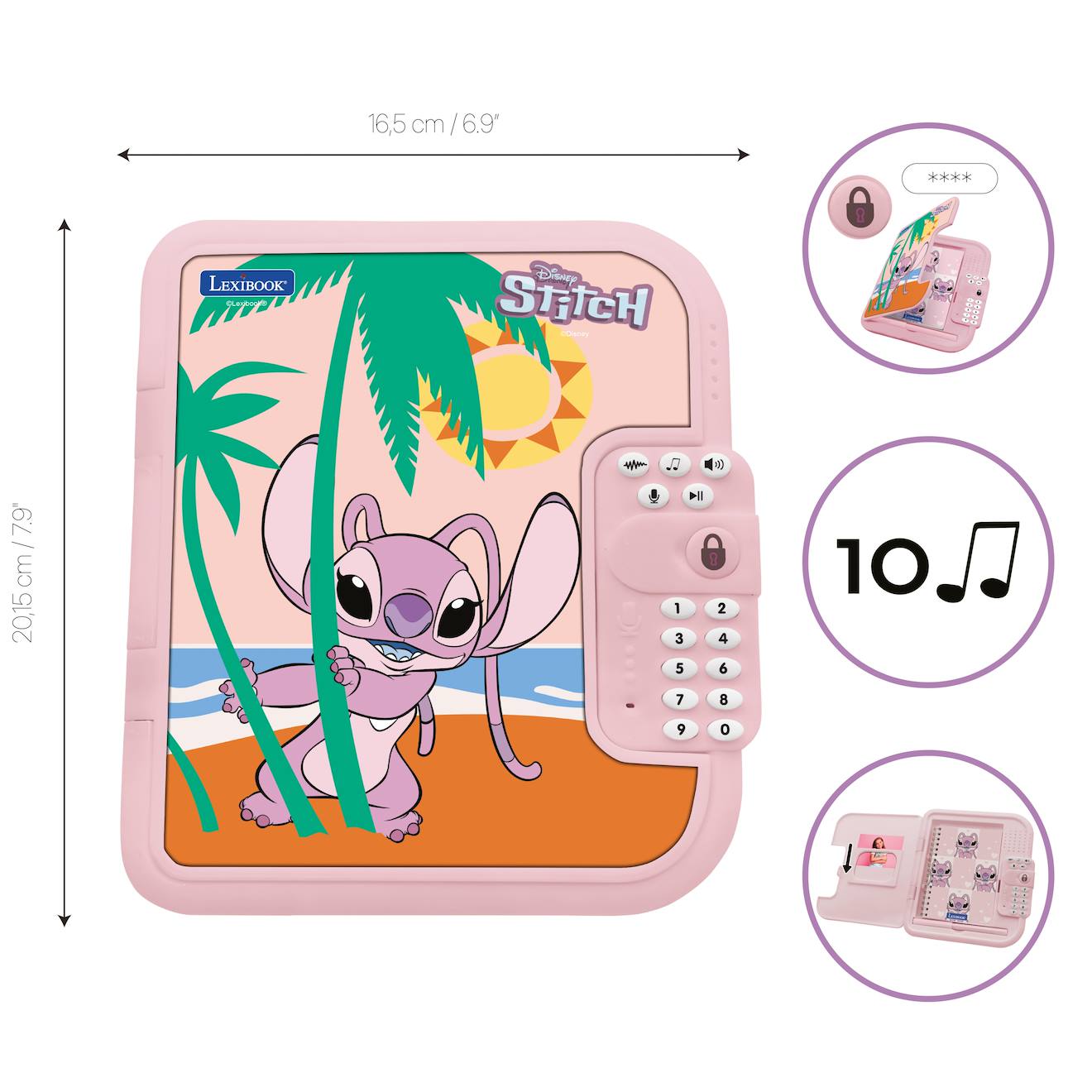 Journal intime électronique avec coffre-fort angel - carnet inclus, interactif, effets sonores multicolore
