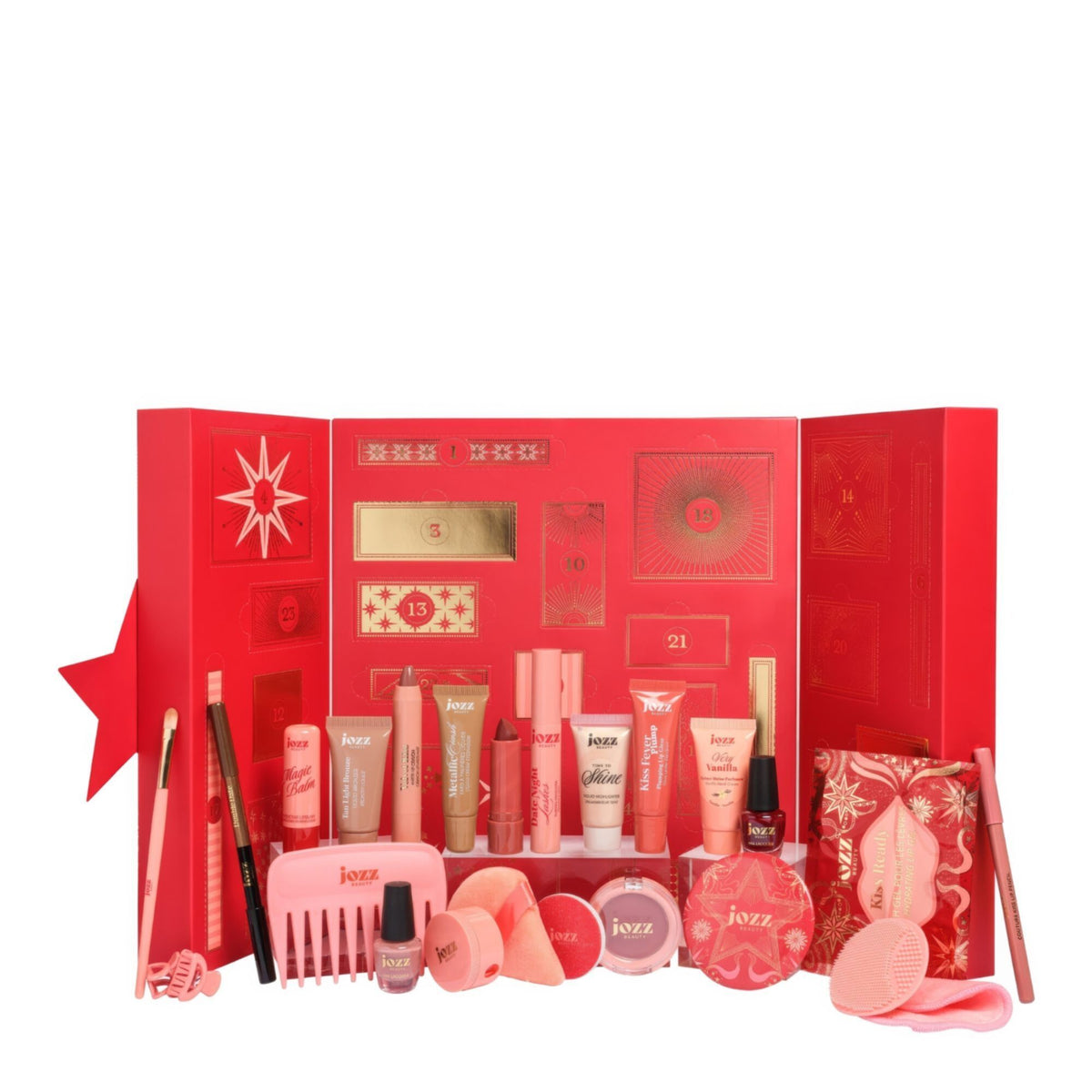 Calendrier de l'Avent Jozz Time to Shine ouvert, 24 cases maquillage