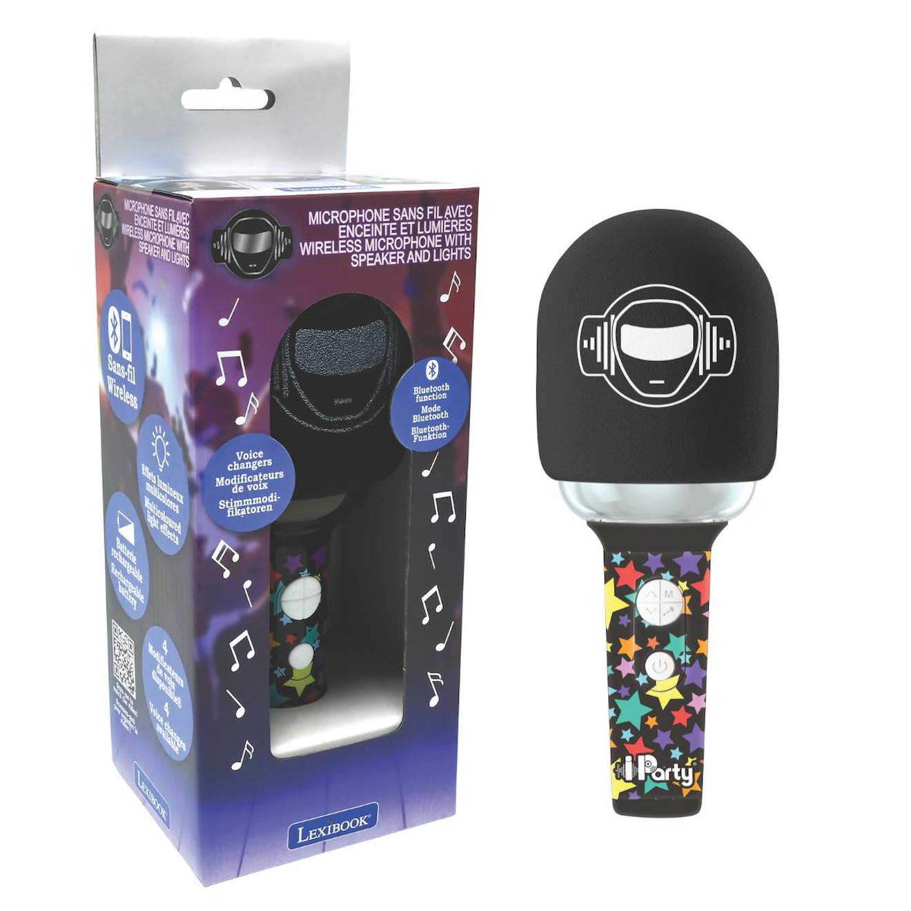 Karaoké microphone Bluetooth/sans fil avec effets sonores et lumineux multicolore