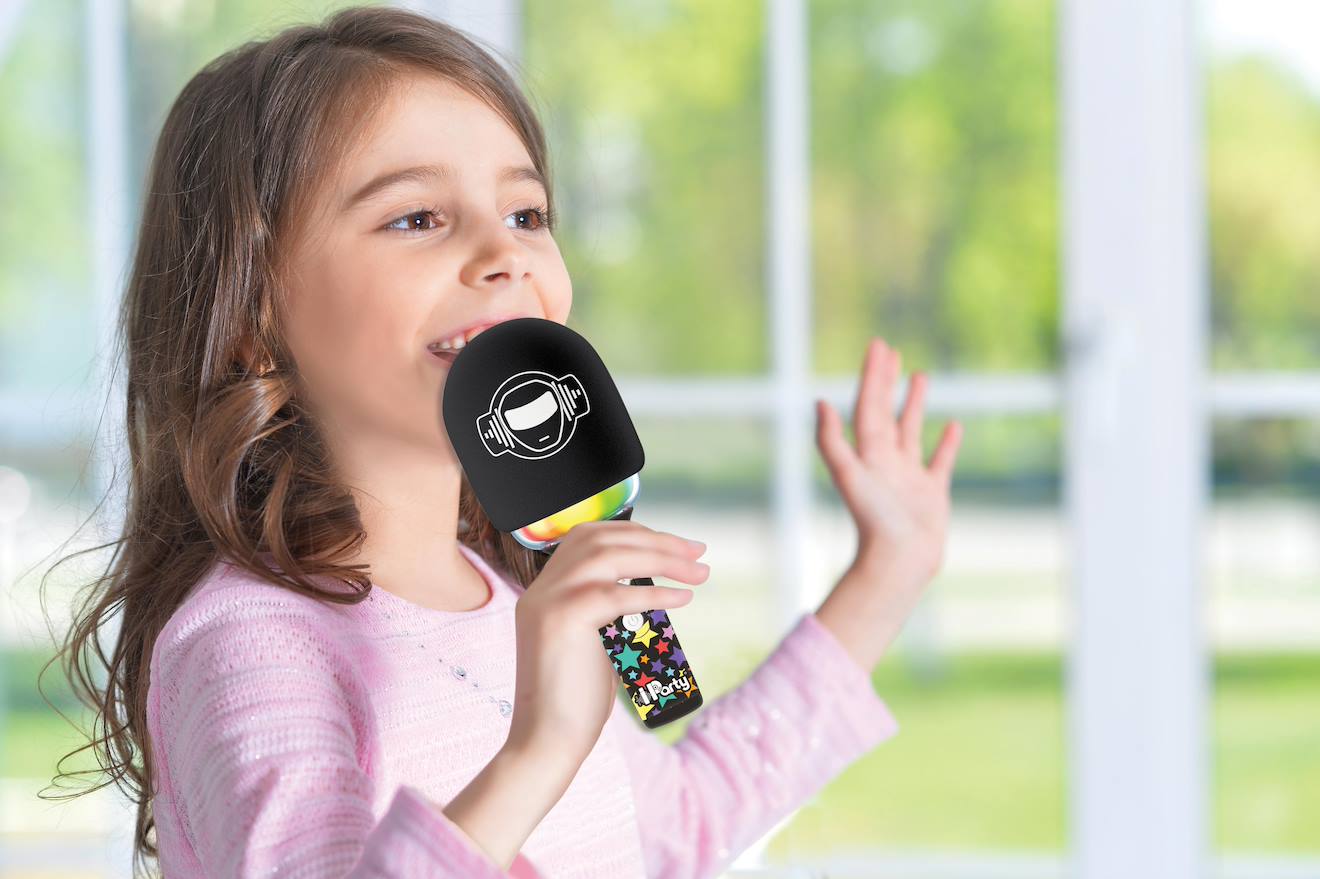 Karaoké microphone Bluetooth/sans fil avec effets sonores et lumineux multicolore