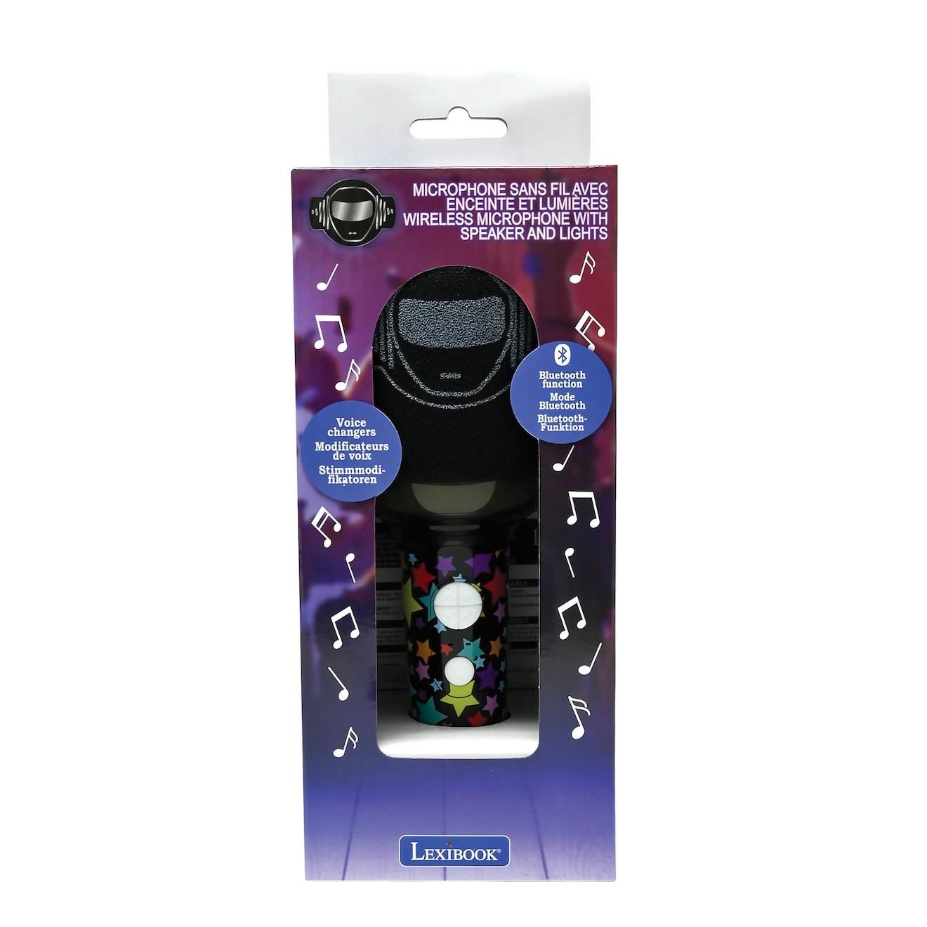 Karaoké microphone Bluetooth/sans fil avec effets sonores et lumineux multicolore