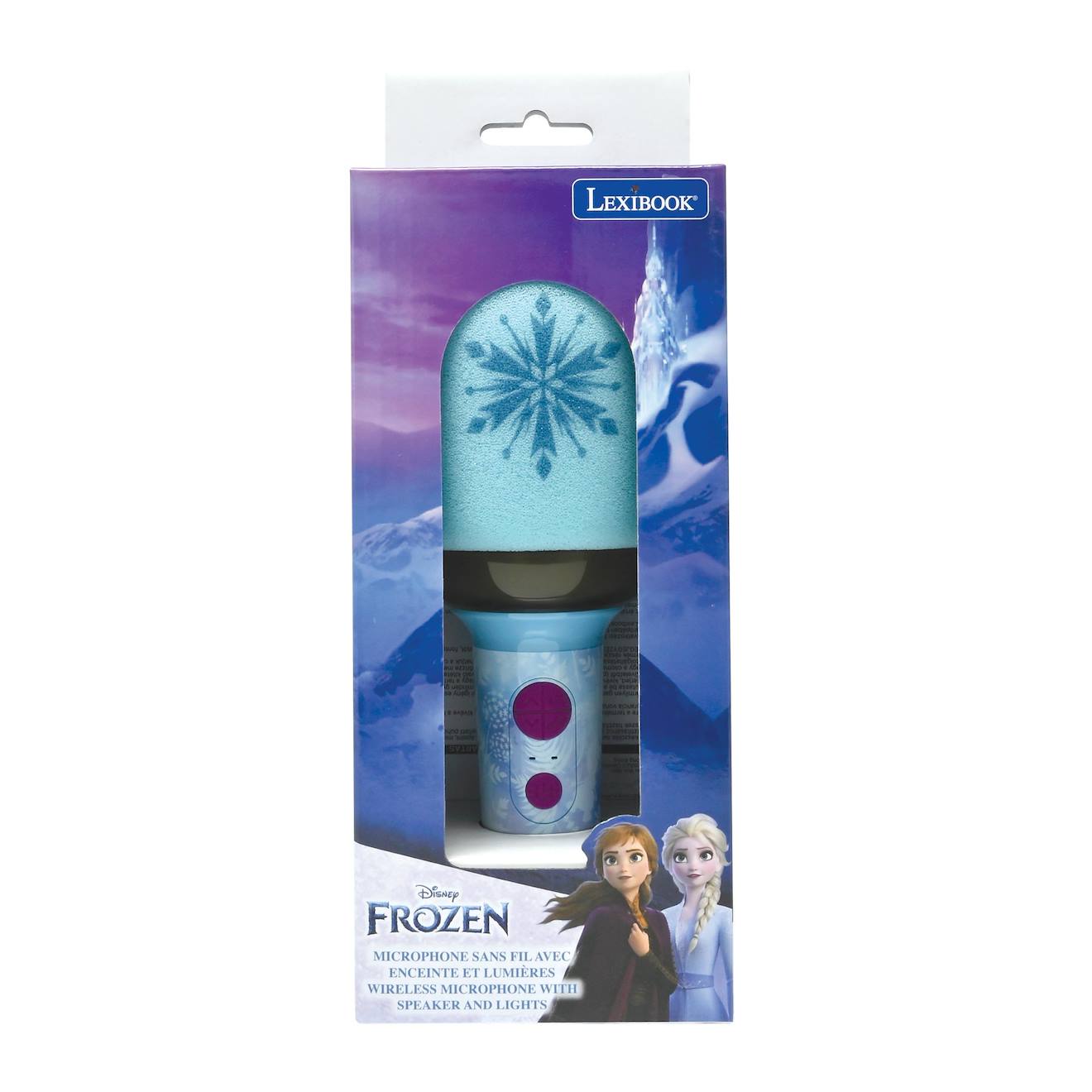 Karaoké microphone Bluetooth/sans fil La Reine des Neiges avec effets sonores et lumineux multicolore