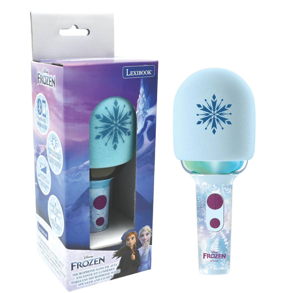 Karaoké microphone Bluetooth/sans fil La Reine des Neiges avec effets sonores et lumineux multicolore