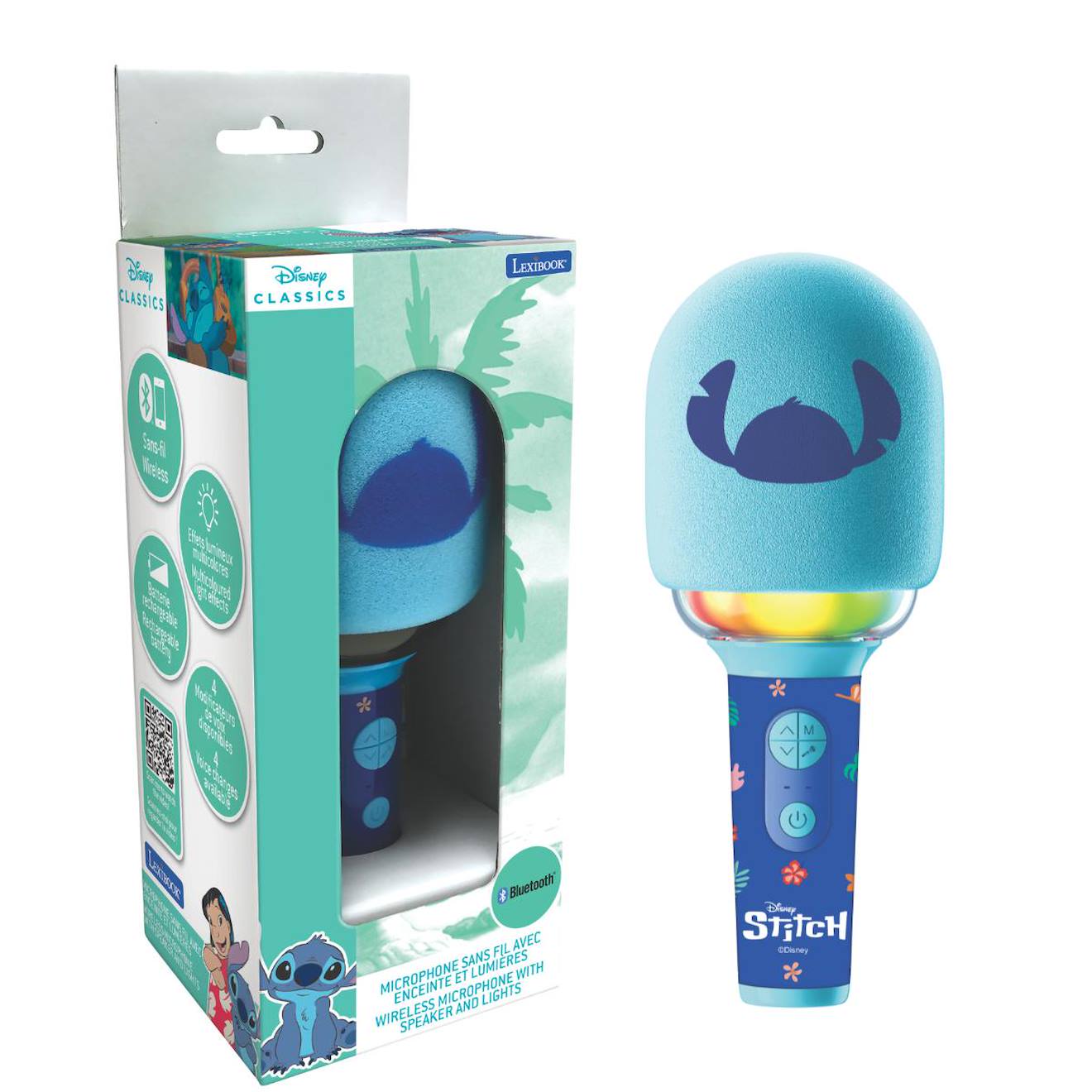 Karaoké microphone Bluetooth/sans fil sitch avec effets sonores et lumineux multicolore