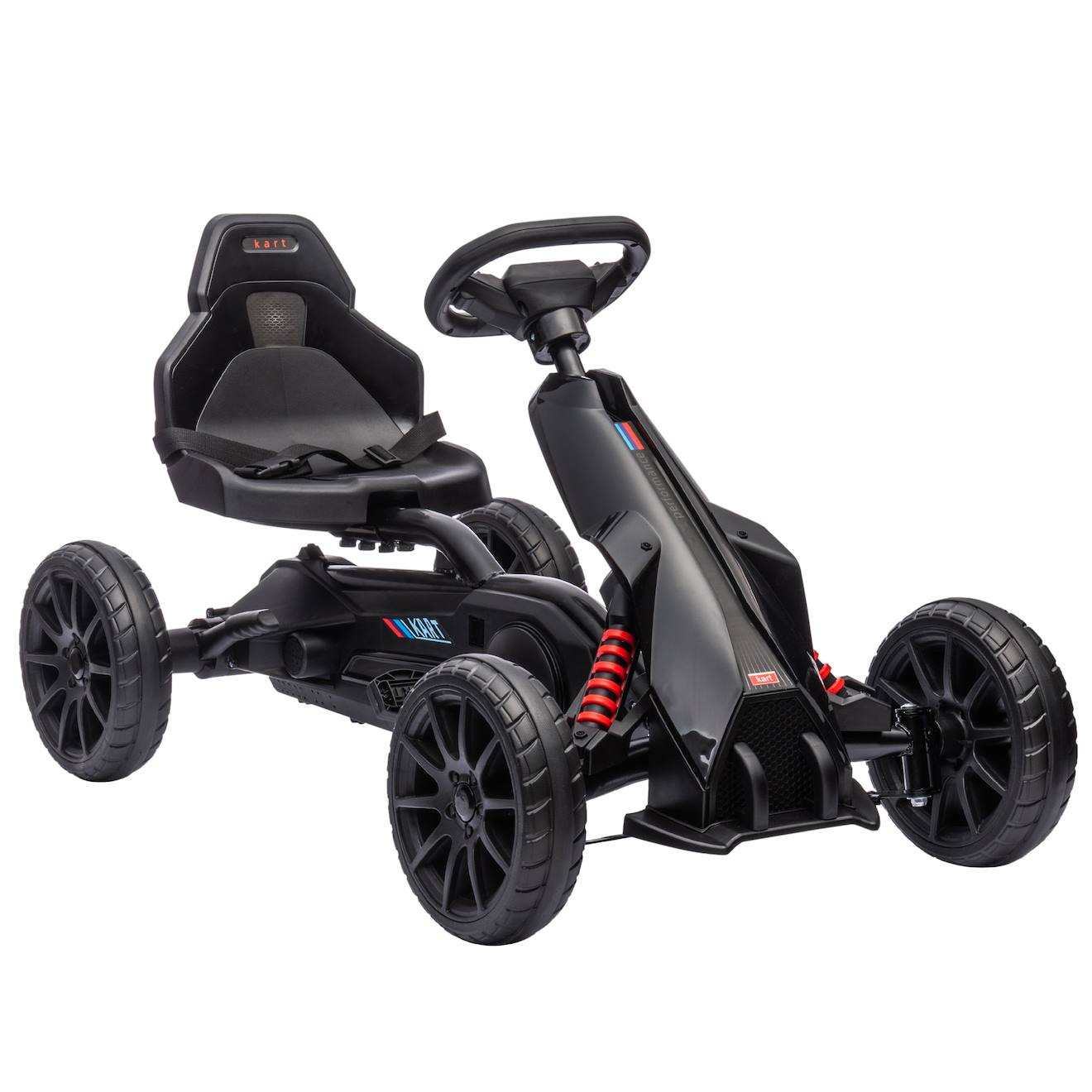 Kart à pédales enfant Go kart formule 1 racing aileron avant carter chaîne fermé siège réglable avec ceinture noir