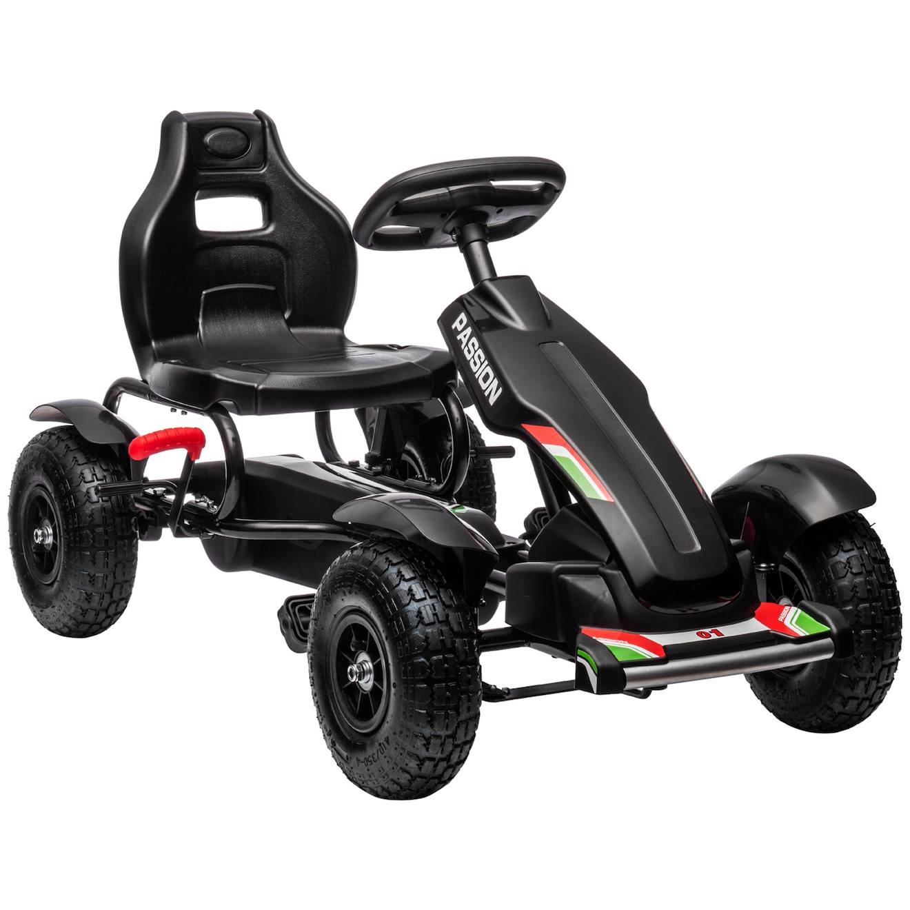 Kart à pédales enfant Go kart formule 1 racing passione italia pneus gonflables caoutchouc noir