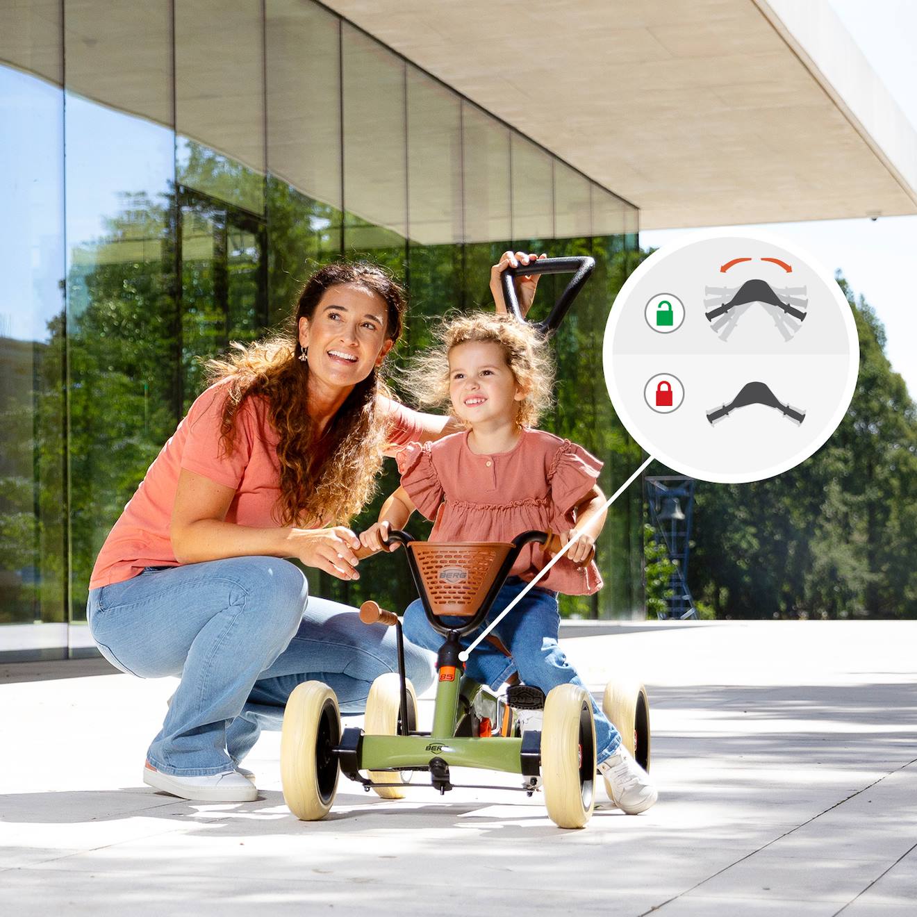 Kart à pédales pour enfants, 2+ ans, buzzy rétro 2-in-1 vert green