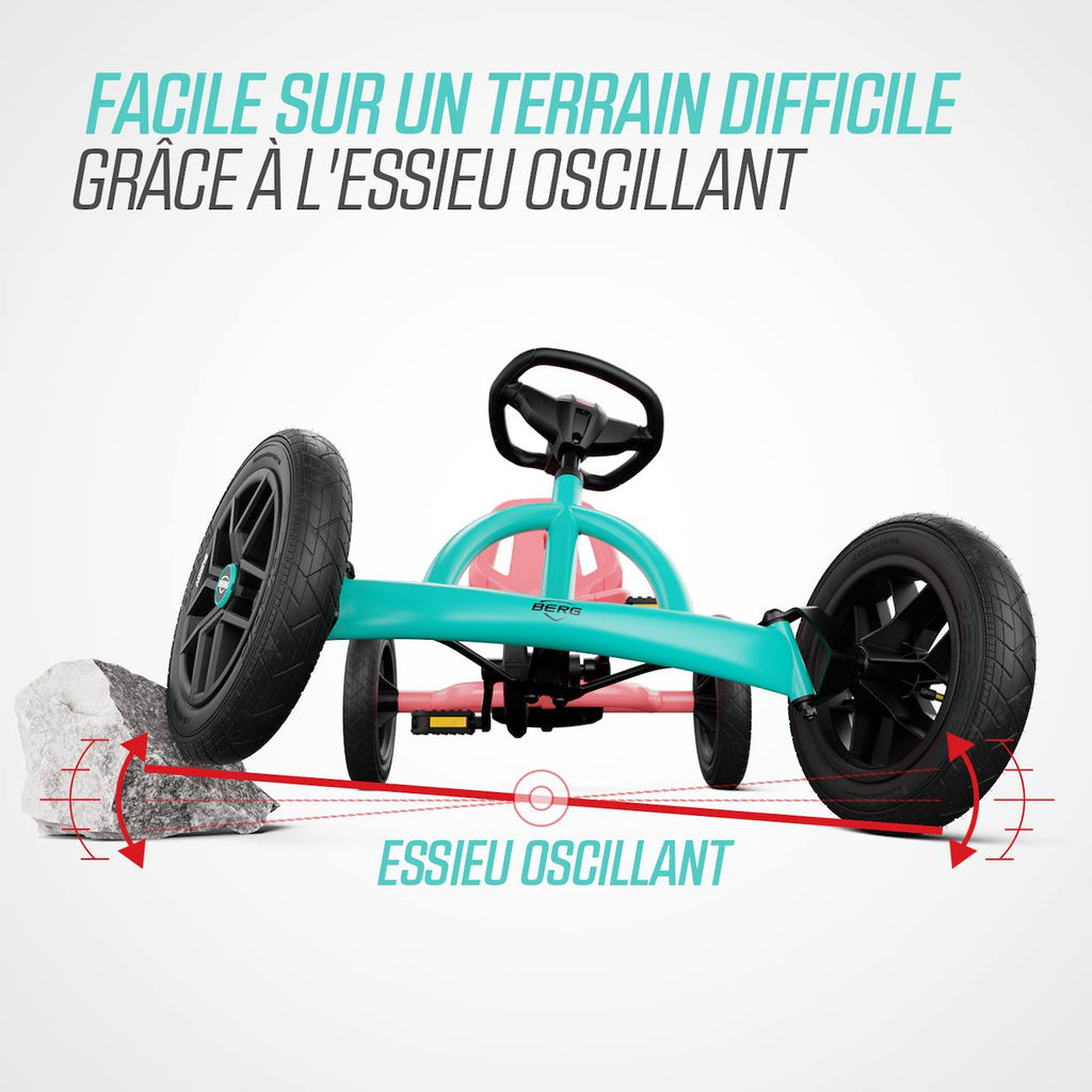 Kart à pédales pour enfants, 3+ ans, buddy lua pink/mint