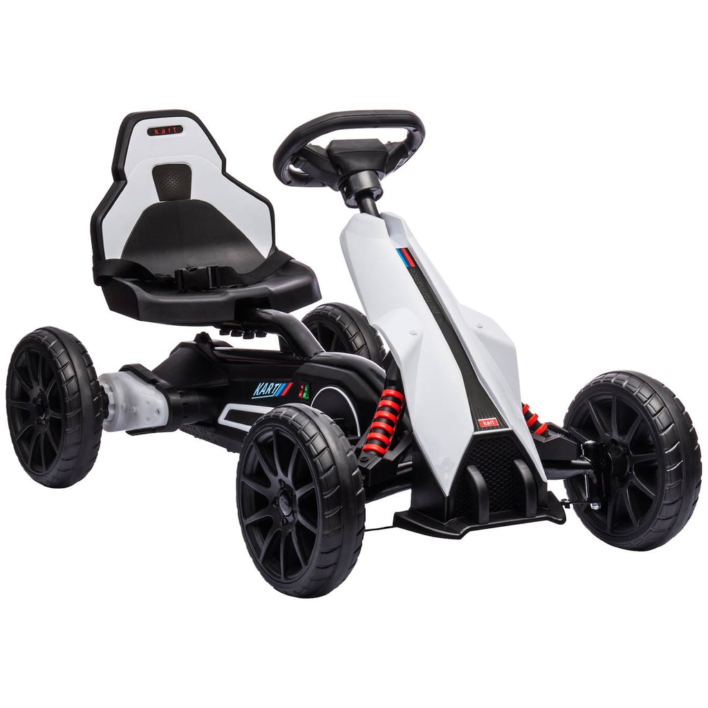 Kart électrique enfant 12v 2 vitesses max 5 km/h ceinture sécurité blanc