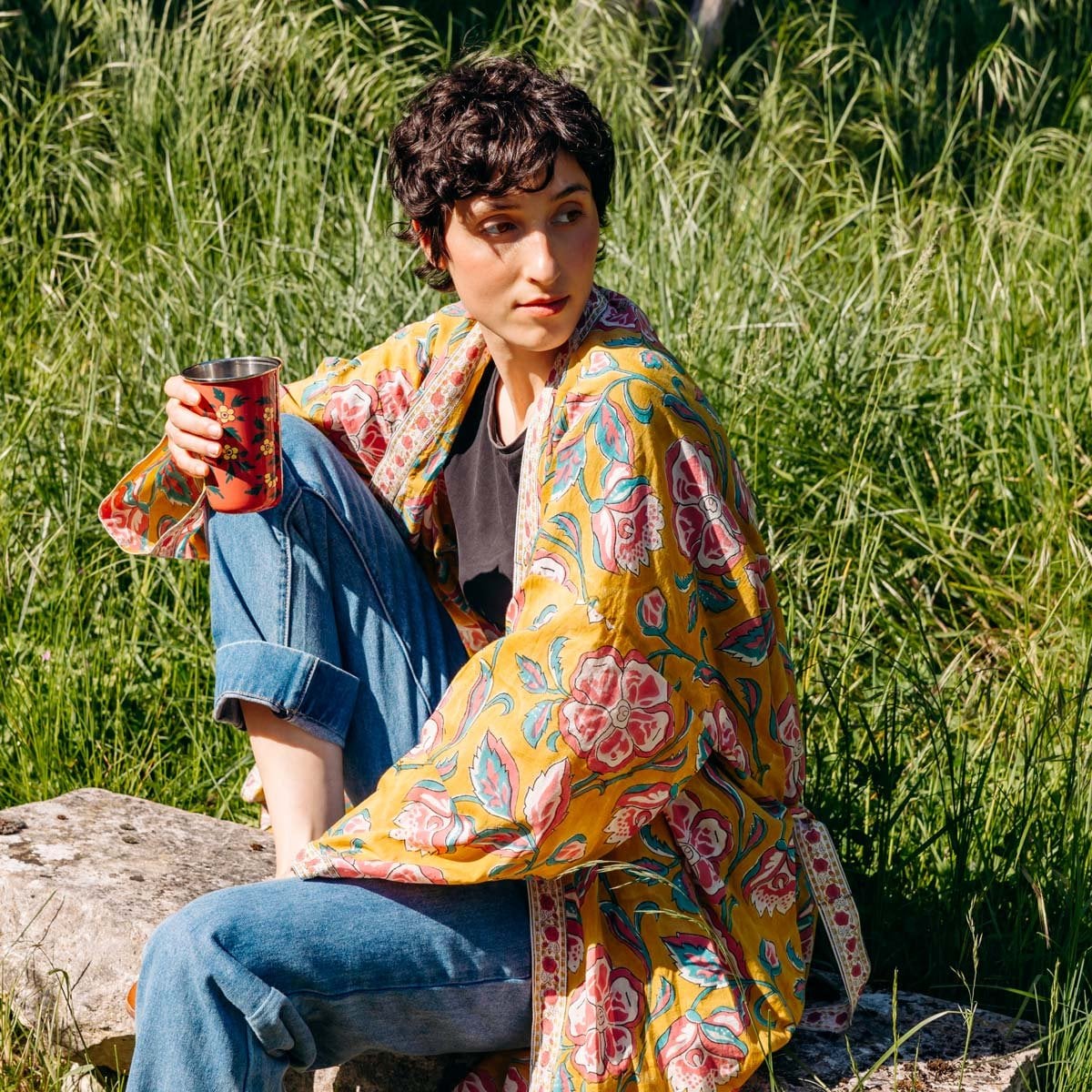 Kimono femme en coton imprimé