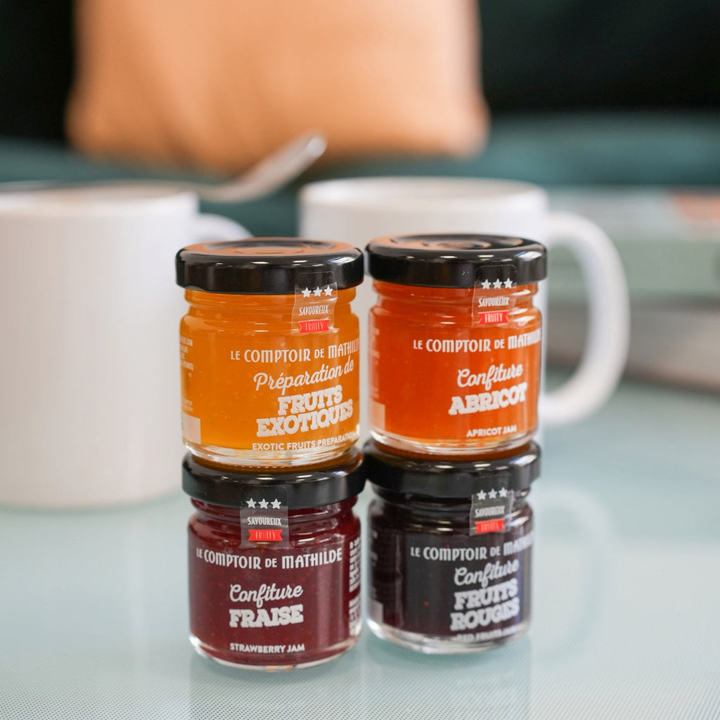 Les 4 saveurs de confitures du coffret cadeau gourmand