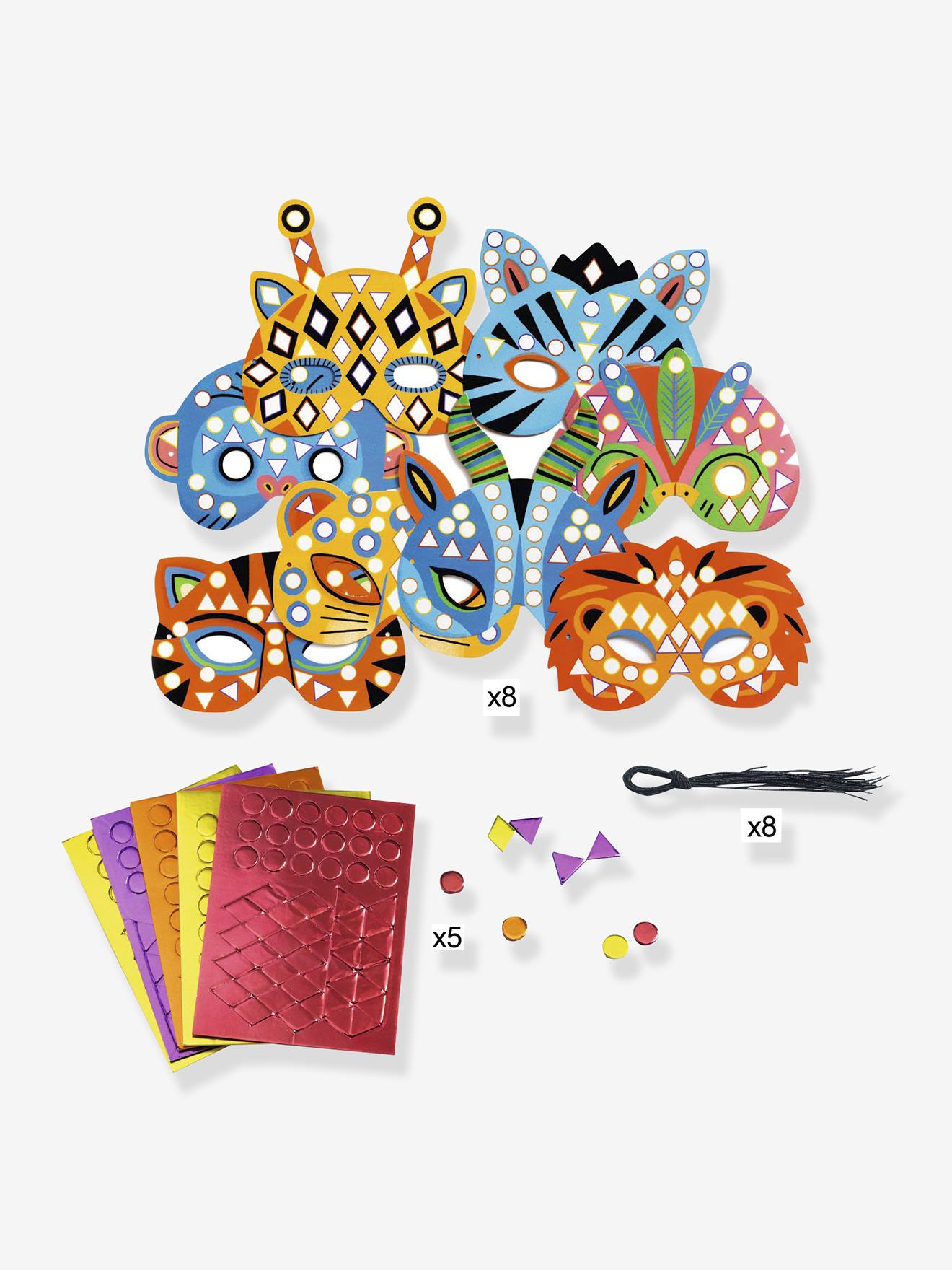 Kit créatif animaux de la jungle 5 masques multicolore