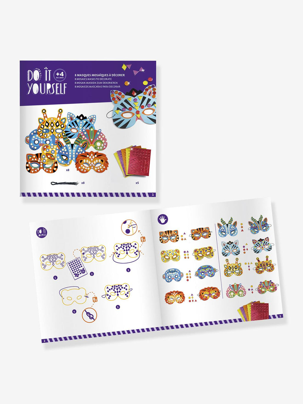 Kit créatif animaux de la jungle 5 masques multicolore