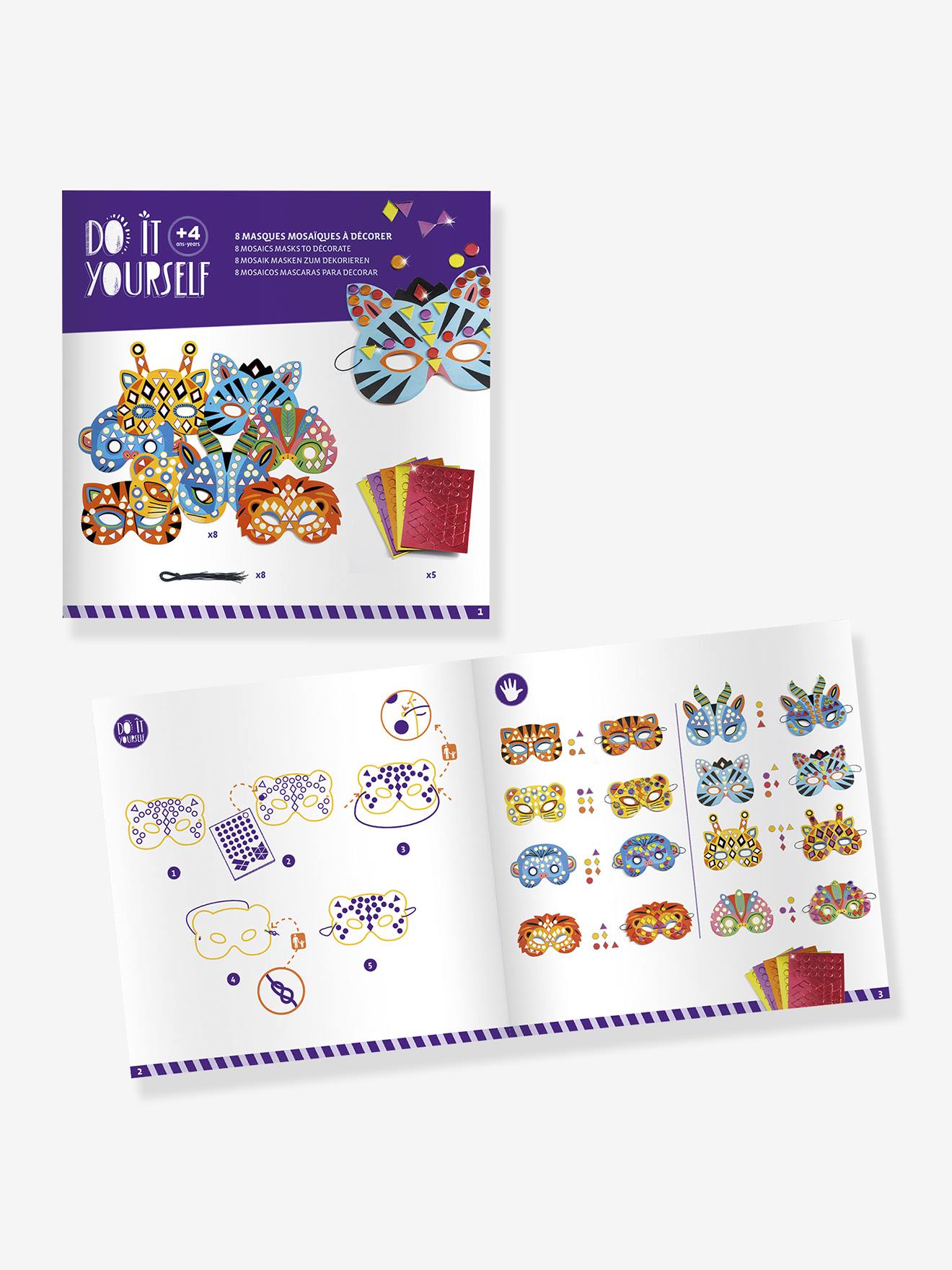 Kit créatif animaux de la jungle 5 masques multicolore