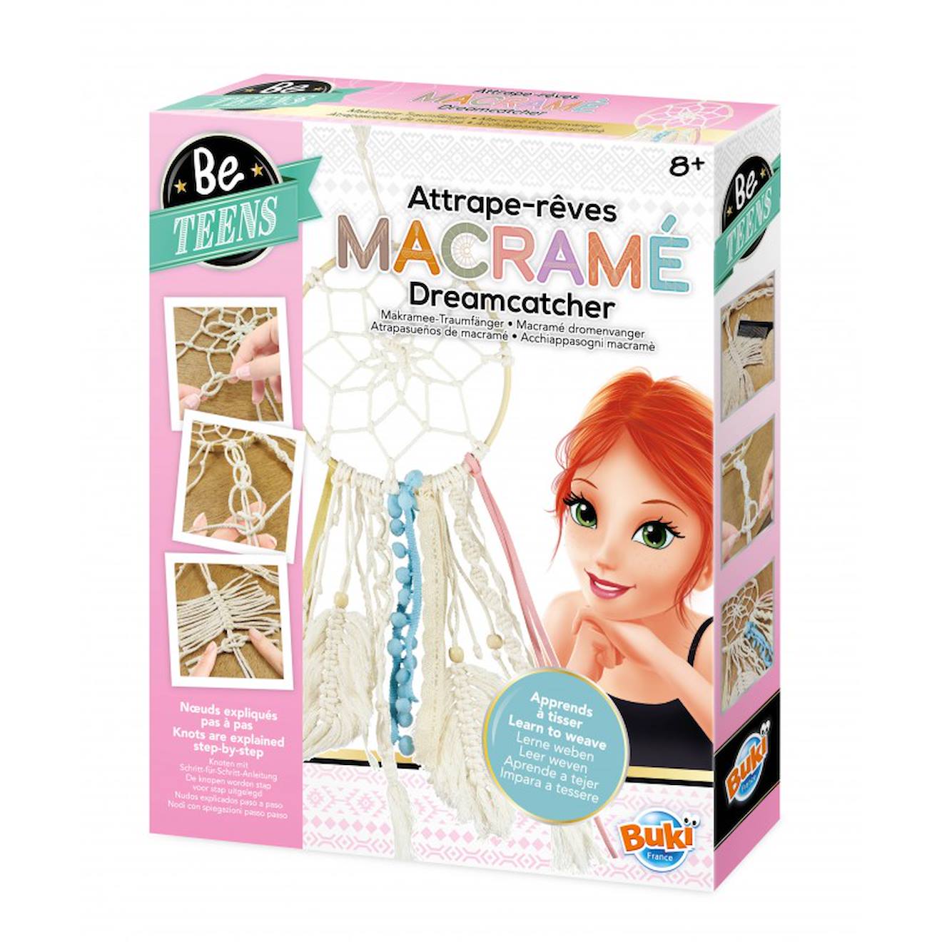 Kit créatif - attrape-rêves macramé rose