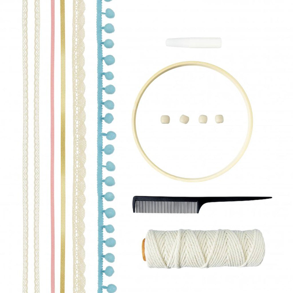 Kit créatif - attrape-rêves macramé rose