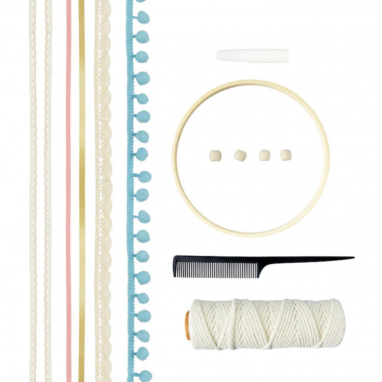 Kit créatif - attrape-rêves macramé rose