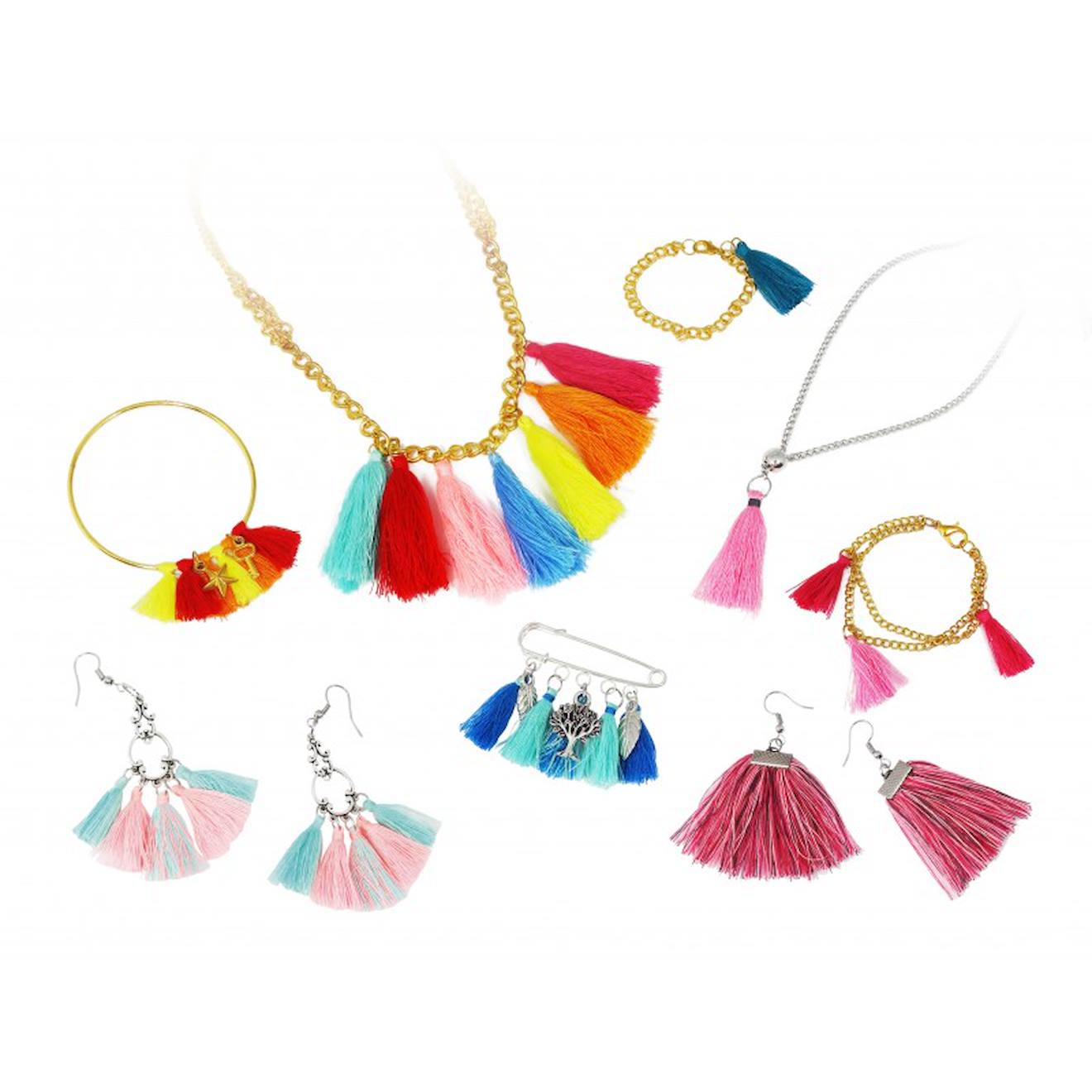 Kit créatif - bijoux pompons bleu