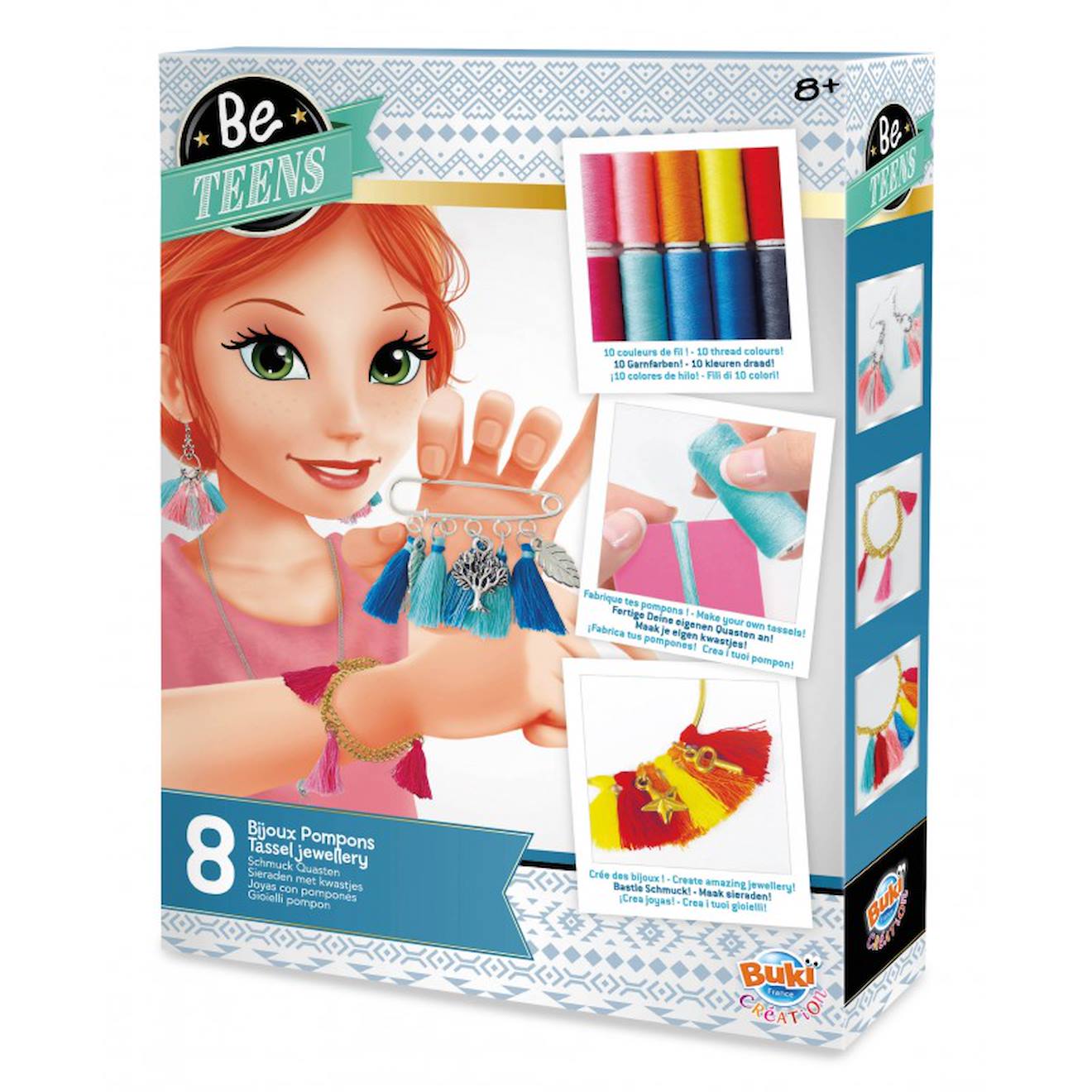 Kit créatif - bijoux pompons bleu