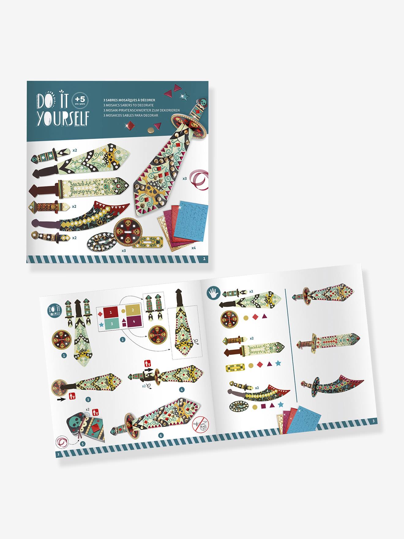 Kit créatif comme un pirate-3 sabres multicolore