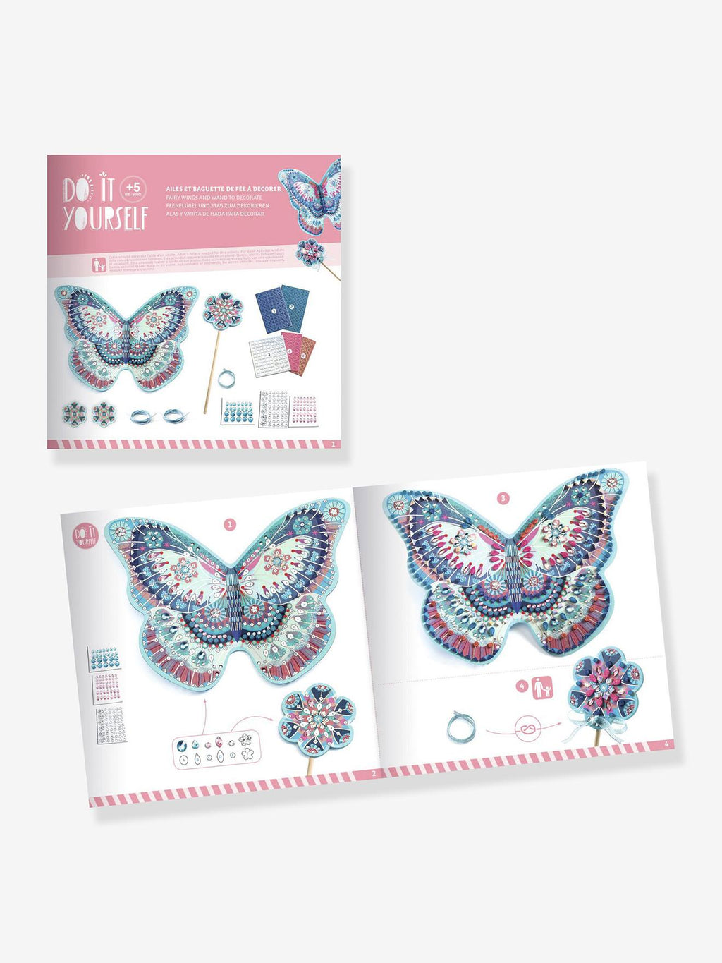 Kit créatif comme une fée aile et baguette bleu
