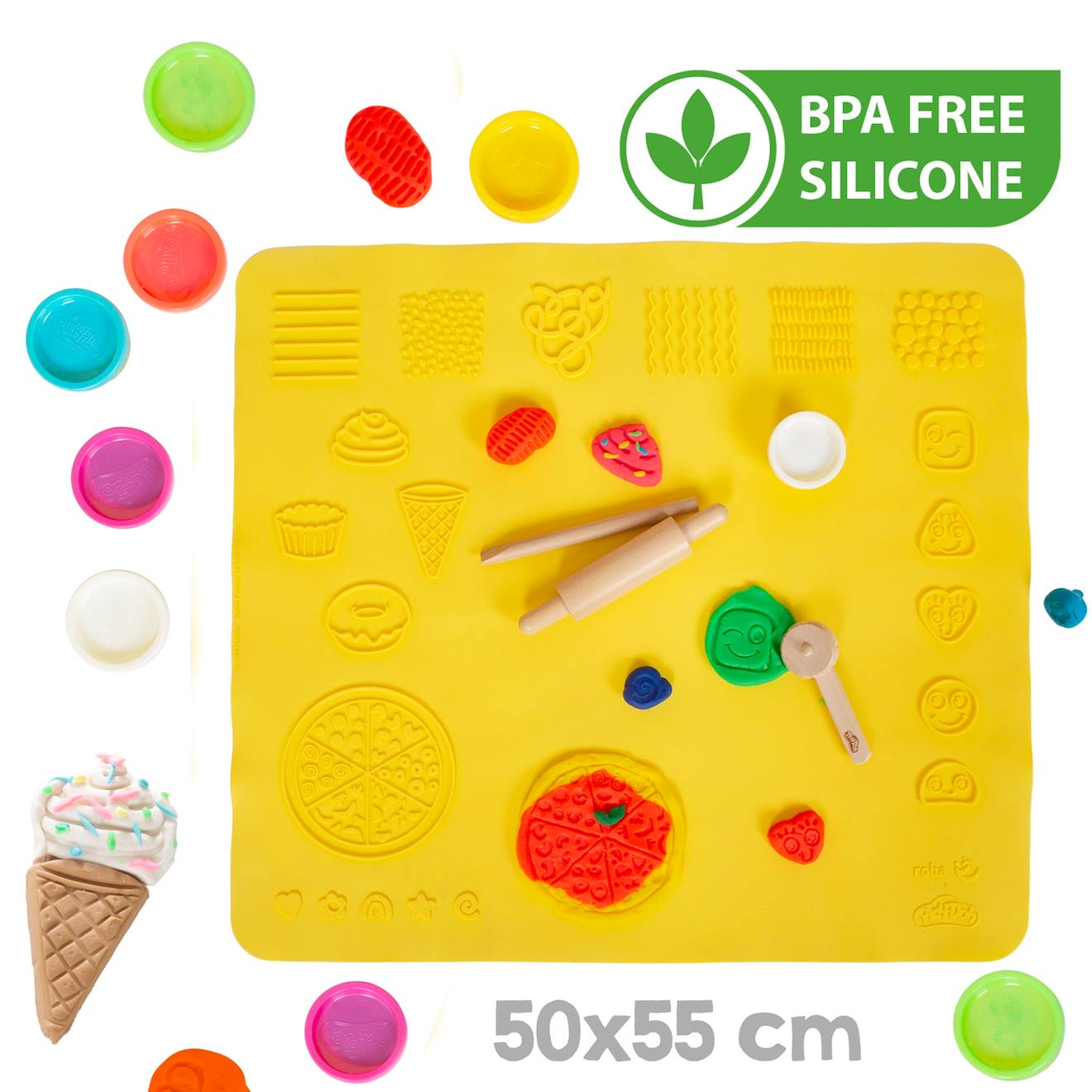 Kit créatif play-doh 12 pâtes à modeler + tapis et accessoires multicolore