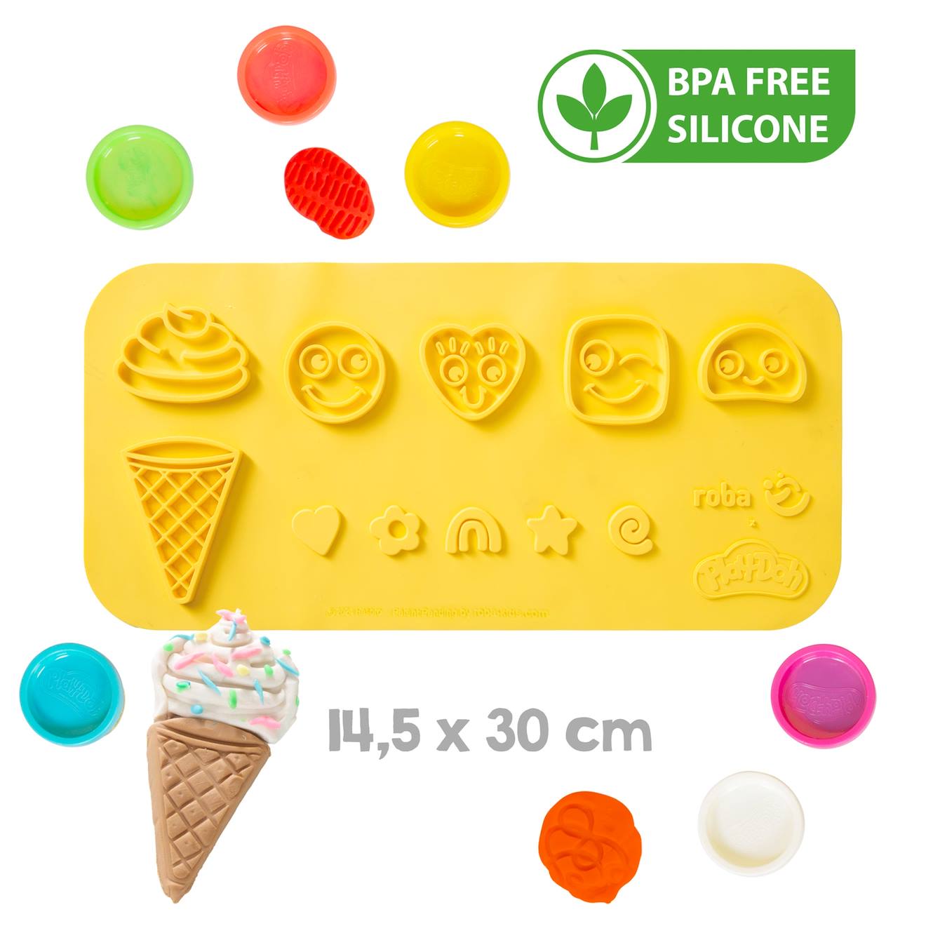 Kit créatif play-doh 6 pâtes à modeler + tablier + tapis et accessoires multicolore