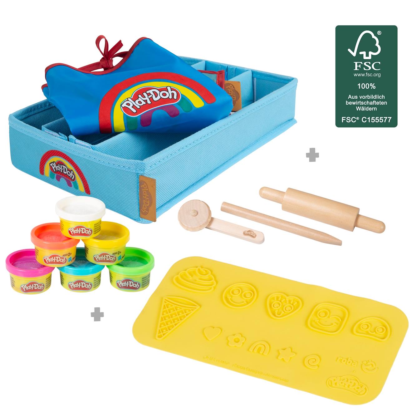 Kit créatif play-doh 6 pâtes à modeler + tablier + tapis et accessoires multicolore