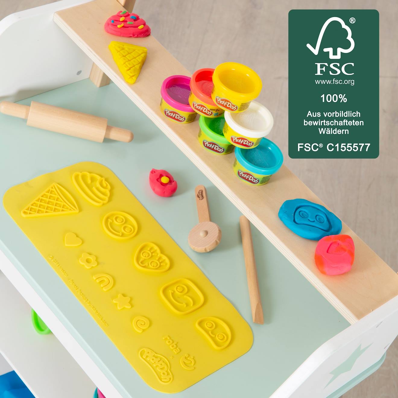 Kit créatif play-doh 6 pâtes à modeler + tapis 3D et accessoires multicolore