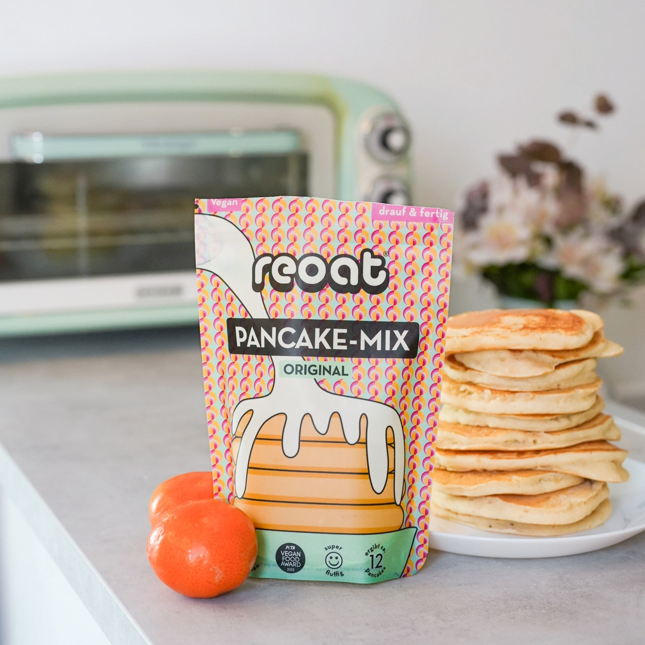 Kit DIY pancakes Reoat vegan, vue aérienne du mélange