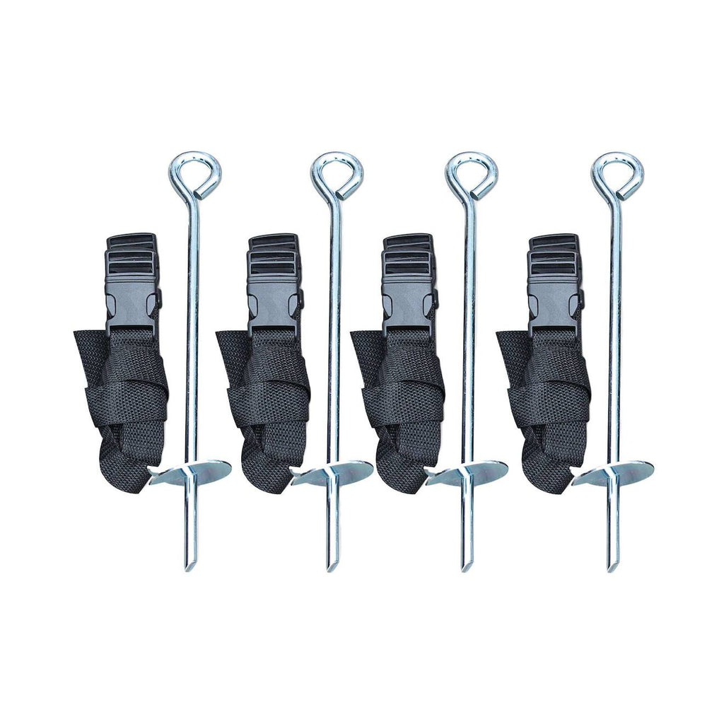 Kit d'ancrage pour trampolines de toutes tailles, 4 sardines de fixation et sangles noir