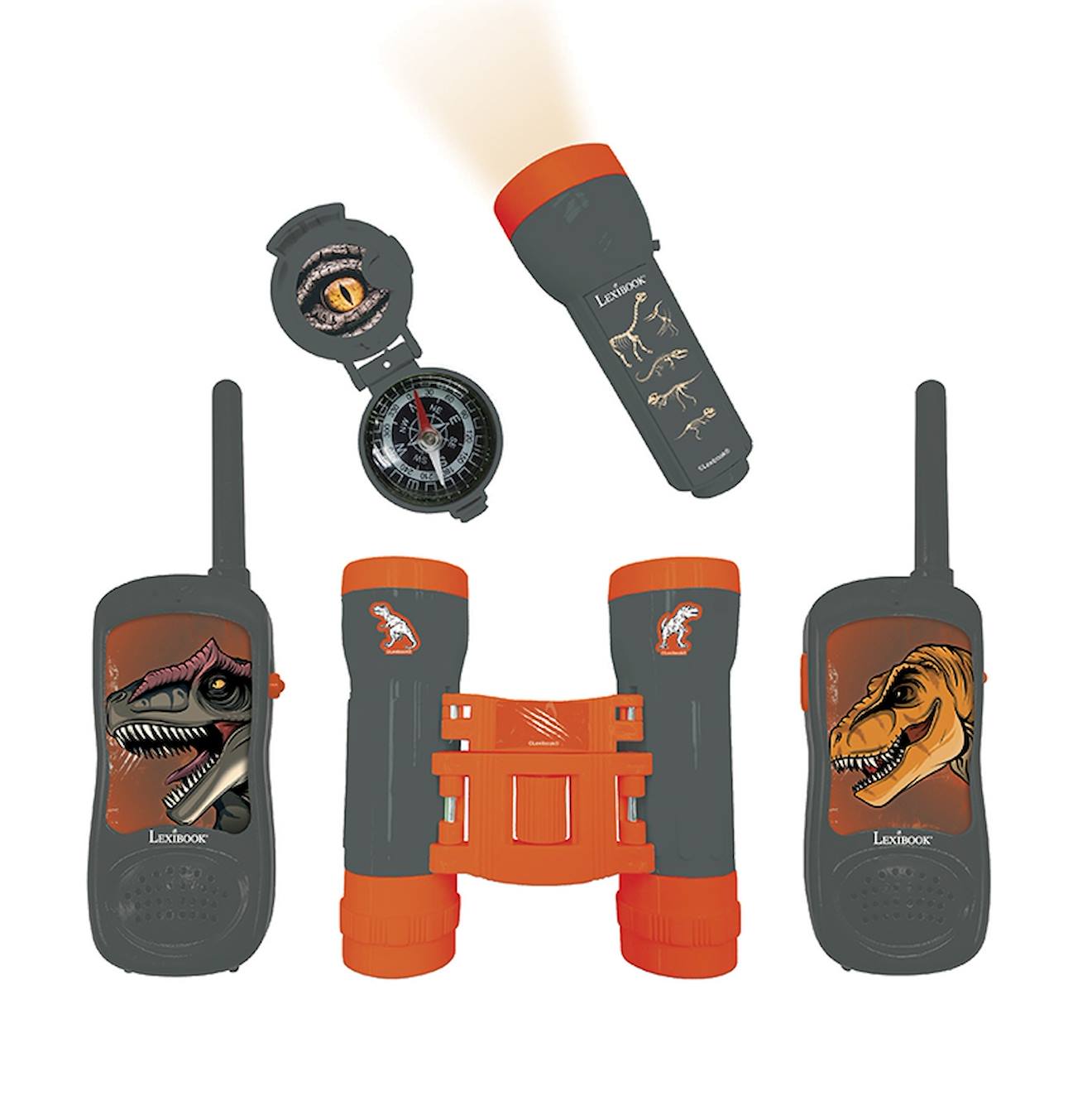 Kit d'aventurier dinosaure - talkies-walkies 120m, boussole, lampe de poche, jumelles multicolore