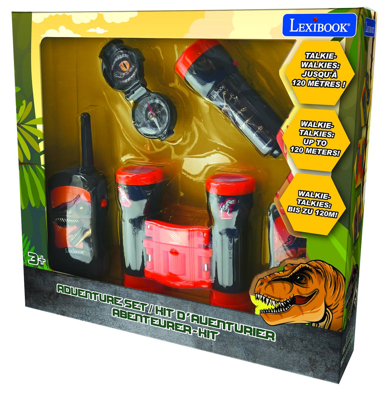 Kit d'aventurier dinosaure - talkies-walkies 120m, boussole, lampe de poche, jumelles multicolore