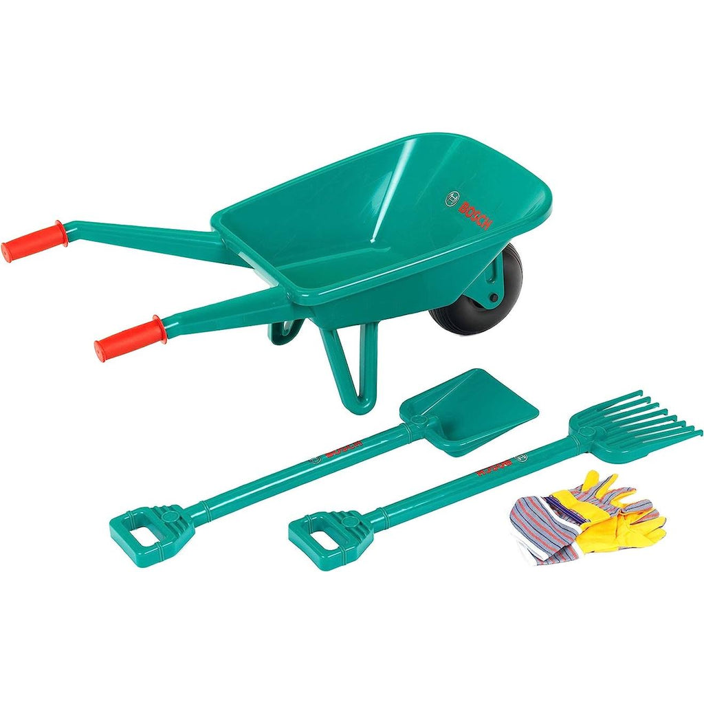 Kit de jardinage bosch brouette et tondeuse à gazon rotak vert