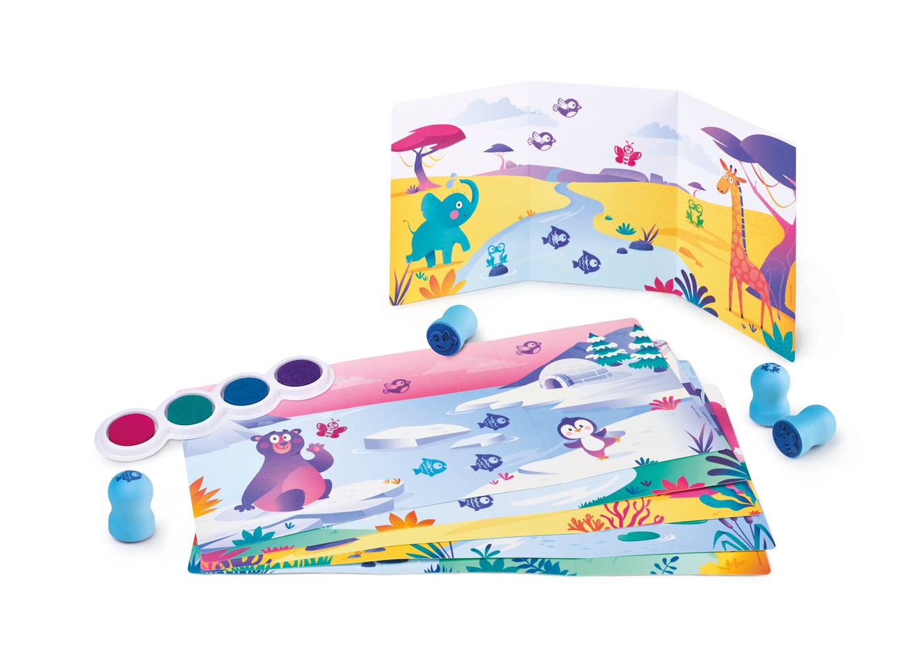 Kit de tampons encrés multicolore