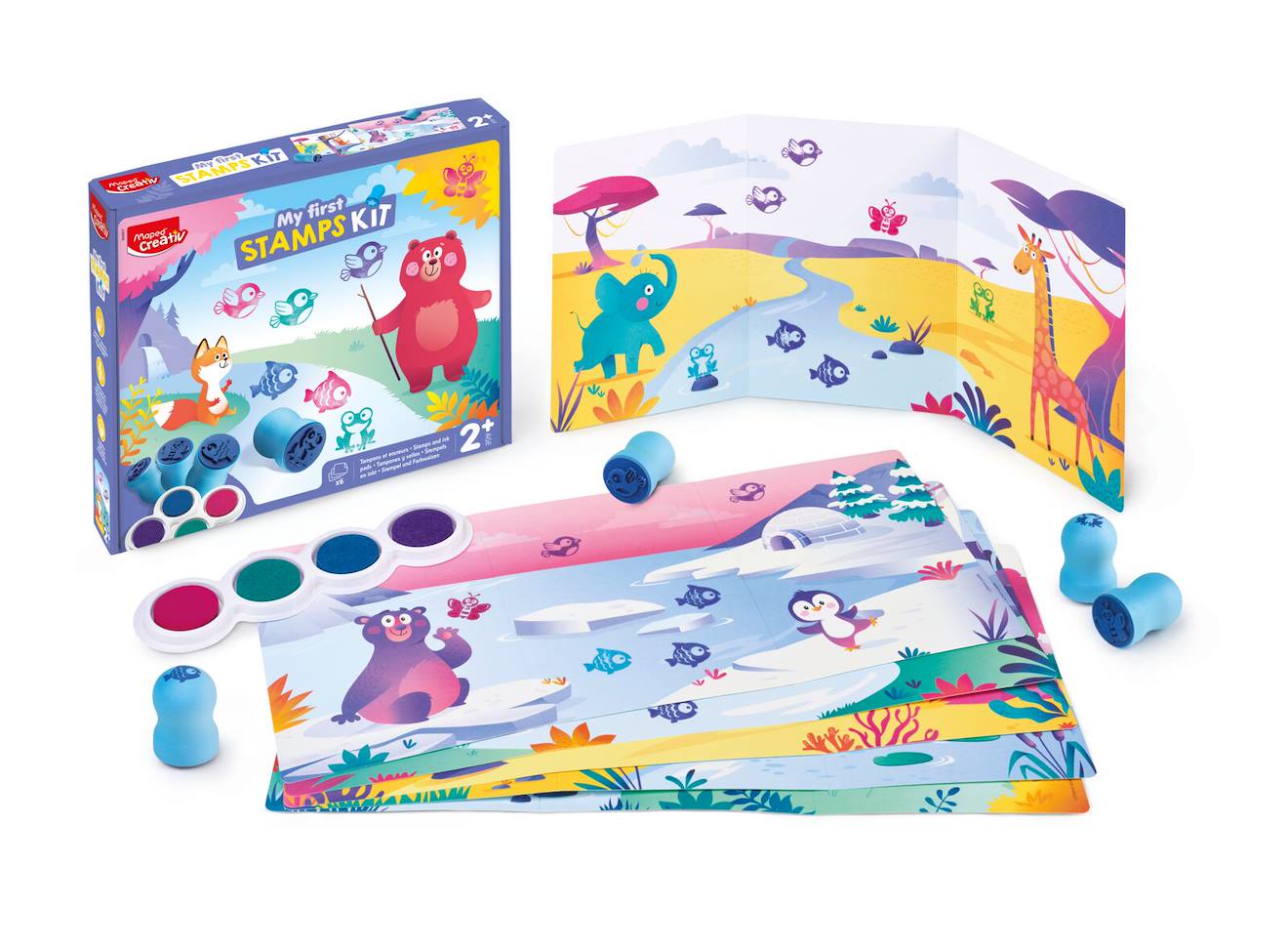 Kit de tampons encrés multicolore