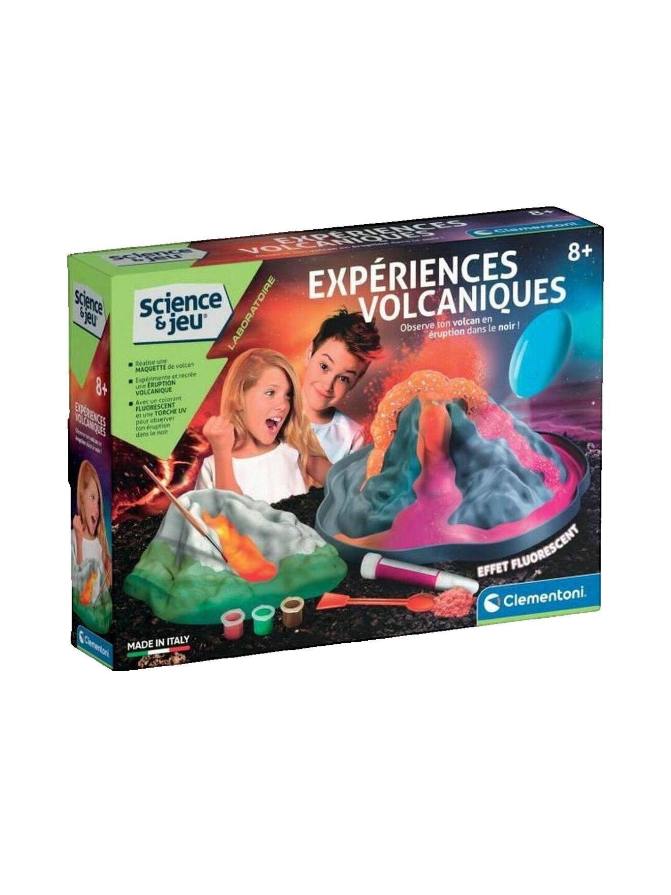 Kit d'expériences volcaniques clementoni – volcan personnalisable et interactif pour enfants dès 8 ans multicolore