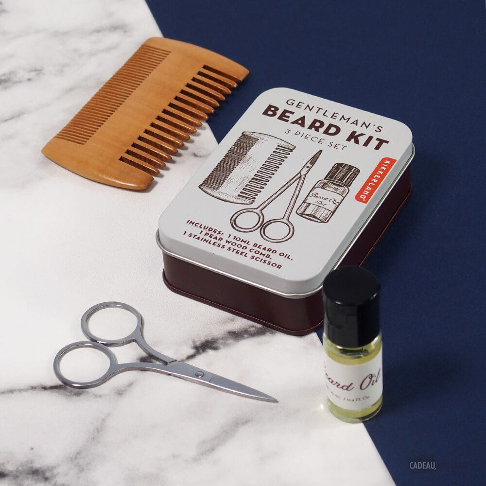 Kit d'Entretien de la Barbe 3 en 1 - Accessoire Salle de Bain Originaux Kikkerland
