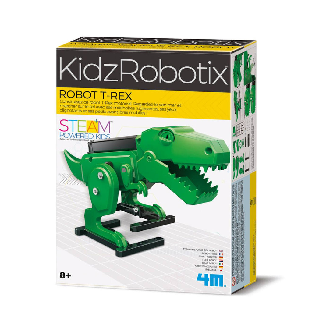 Kit robot t-rex – construis ton dinosaure rugissant et lumineux multicolor