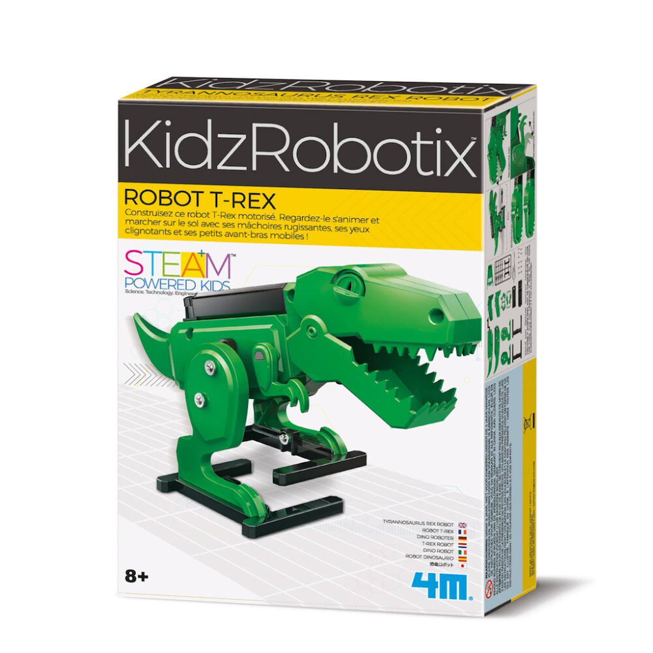 Kit robot t-rex – construis ton dinosaure rugissant et lumineux multicolor