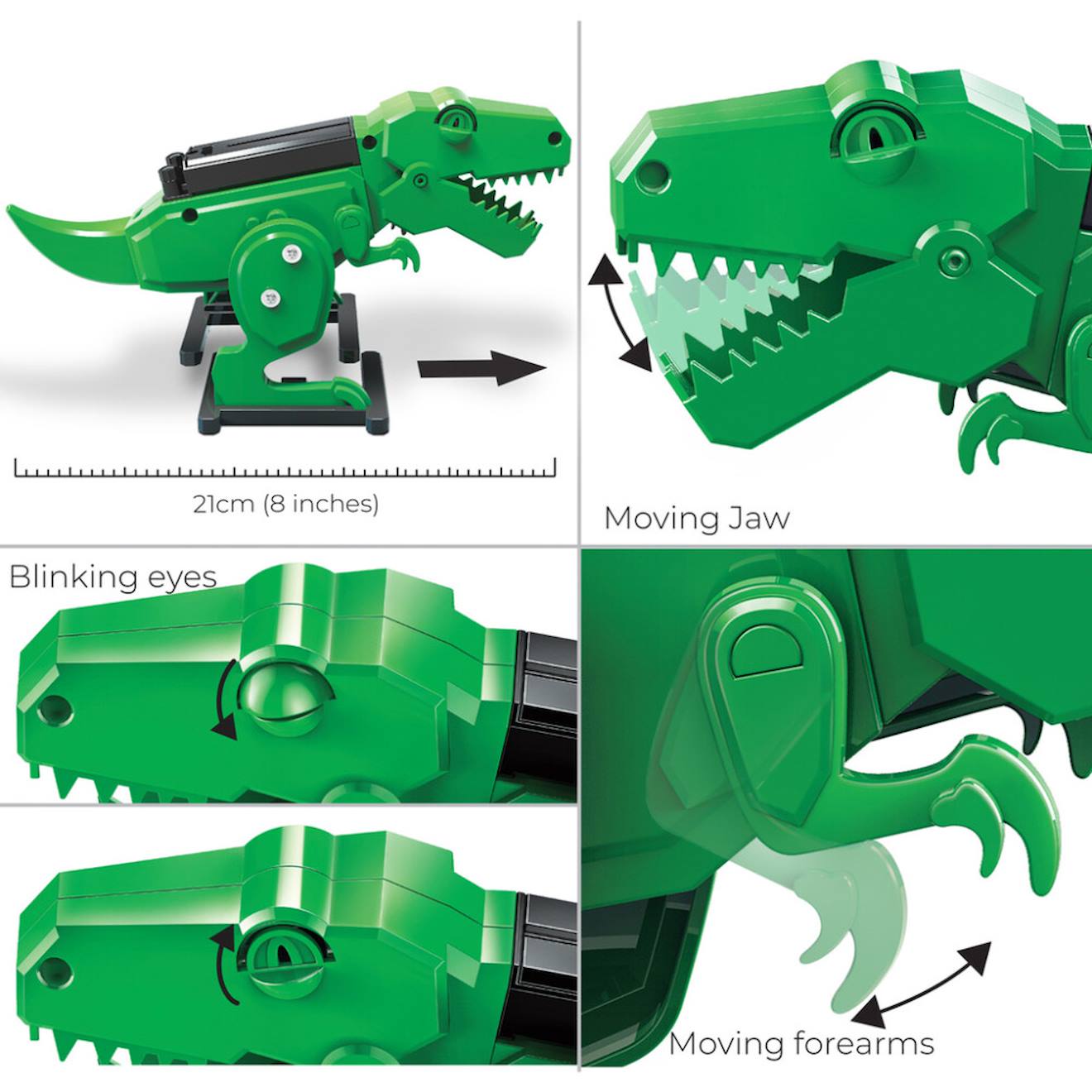 Kit robot t-rex – construis ton dinosaure rugissant et lumineux multicolor