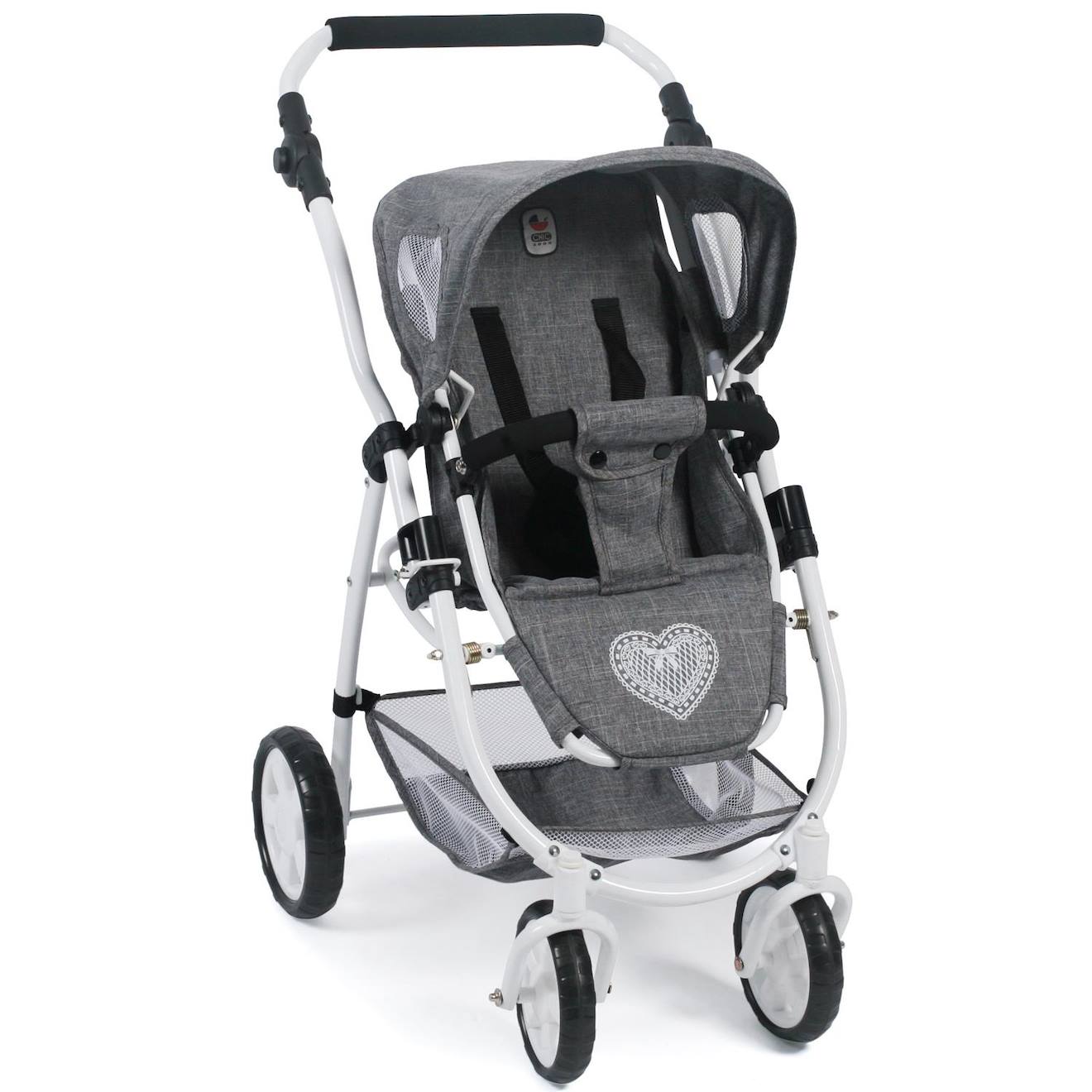 La poussette combinée 3 en 1 emotion all in pour poupées gris