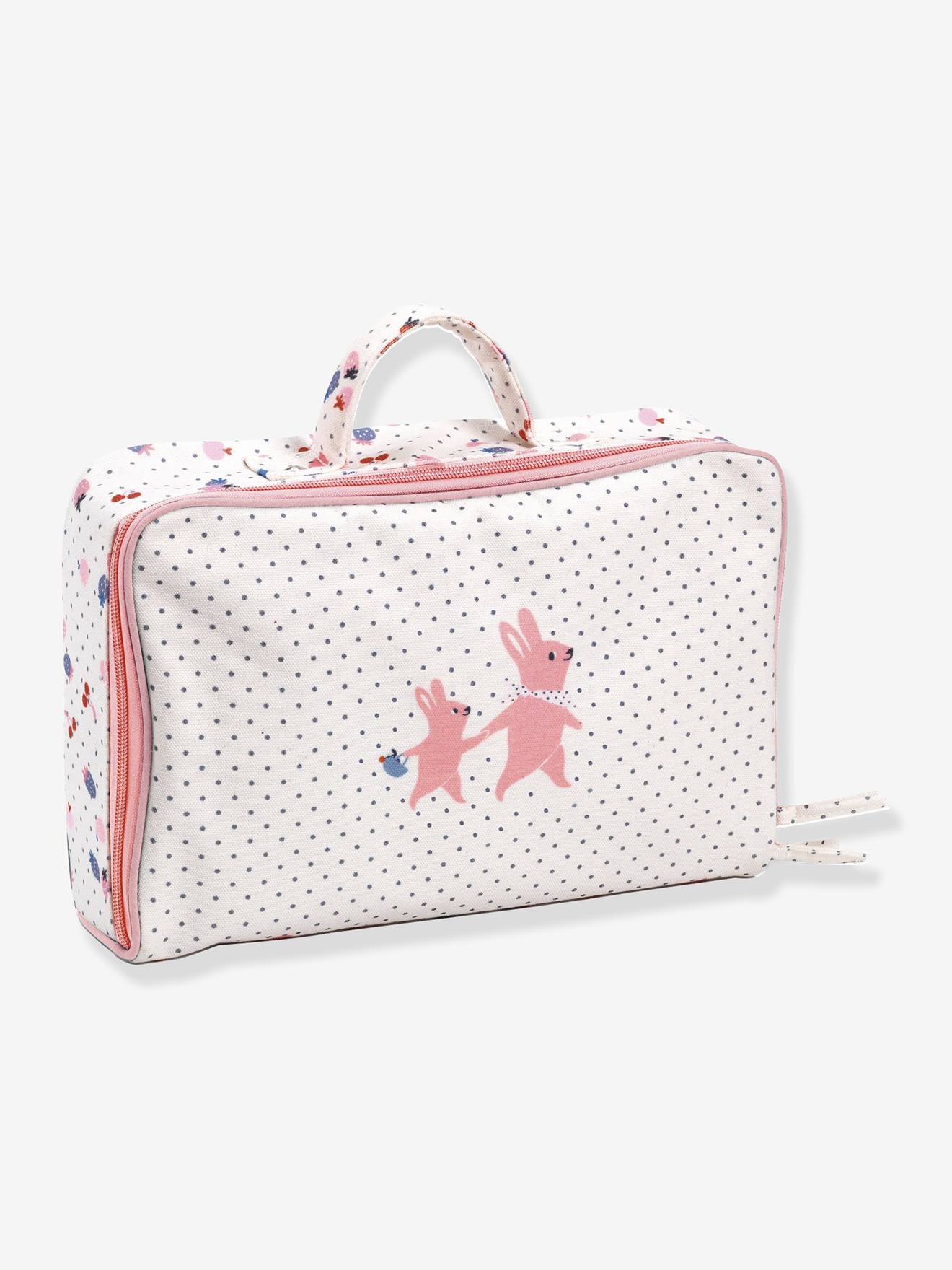 La valise poupon + accessoires cerise